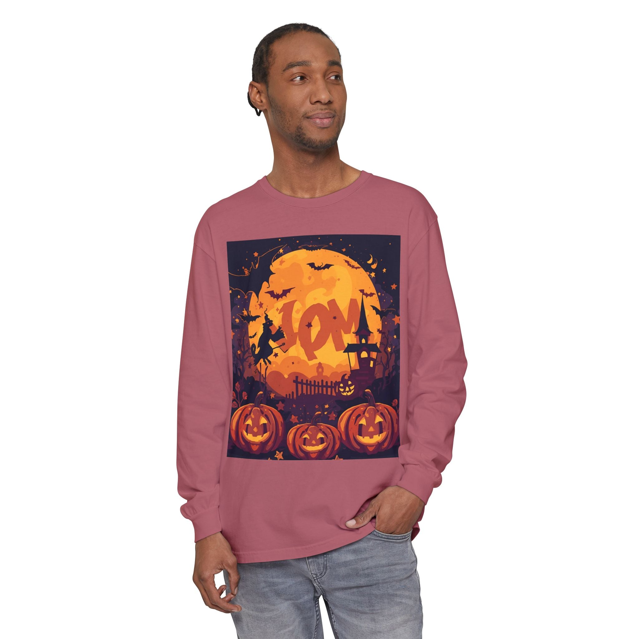 Halloween Pumpkin Long Sleeve T-Shirt, Unisex Spooky Shirt, Fall Apparel, Halloween Costume, Cozy Autumn Top, Halloween Party Wear