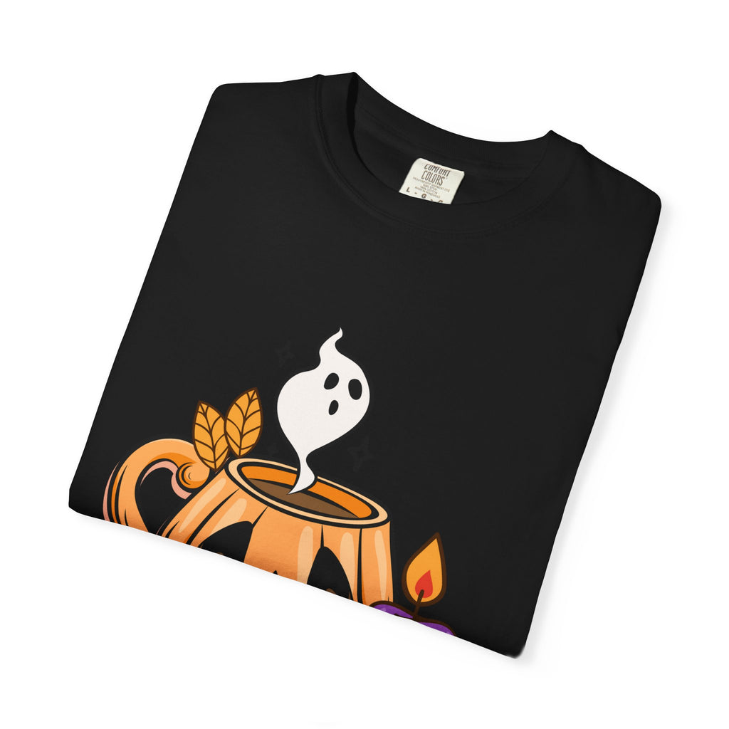 Halloween Themed Cute Pumpkin In Cup T-shirt, Scary Night Design, Unisex Top, Fall Fashion, Spooky Gift, Autumn Celebration Tee