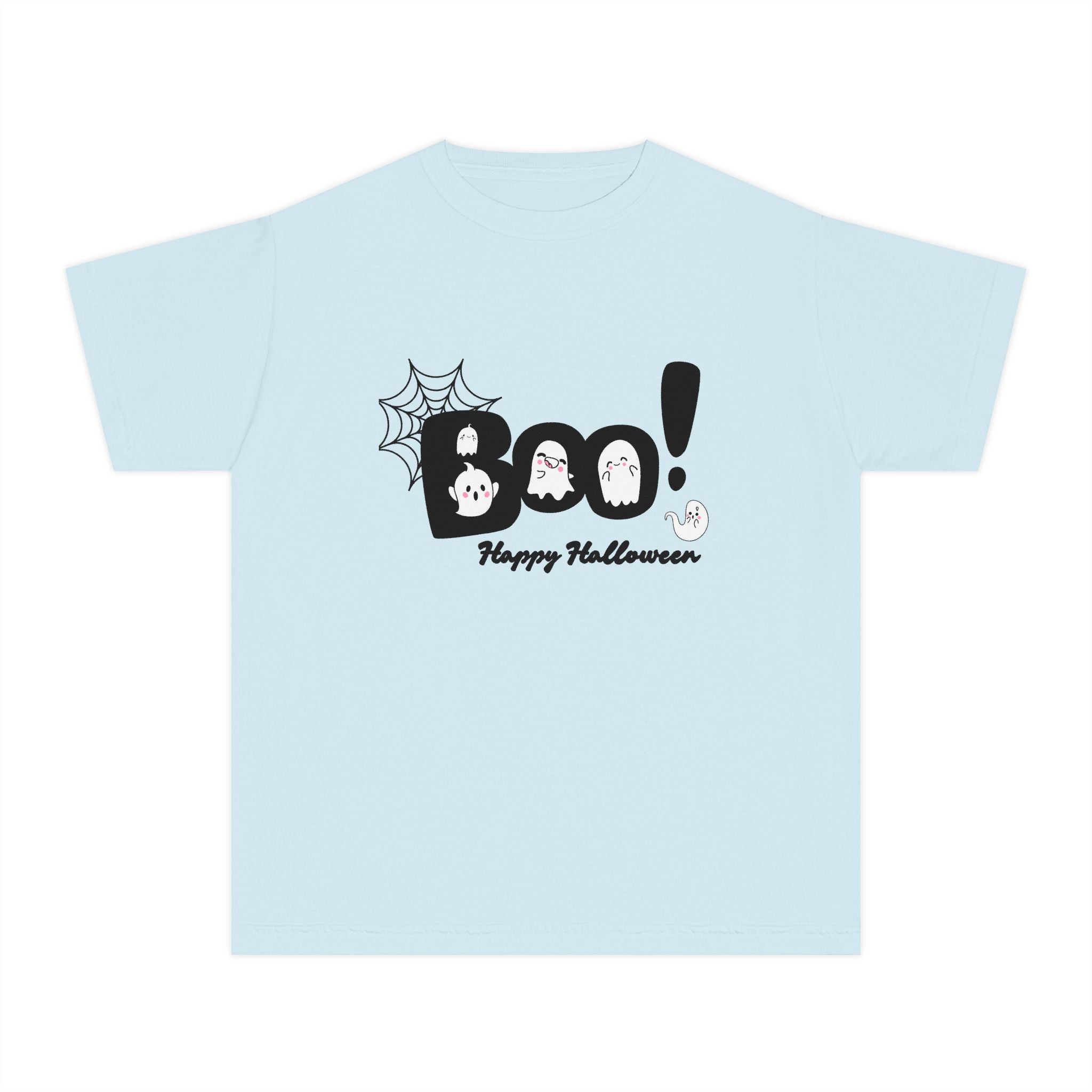 Cute Halloween Youth Tee, 'Boo!' Graphic Tee, Kids Halloween Shirt, Trick-or-Treat Apparel, Spooky Holiday T-Shirt