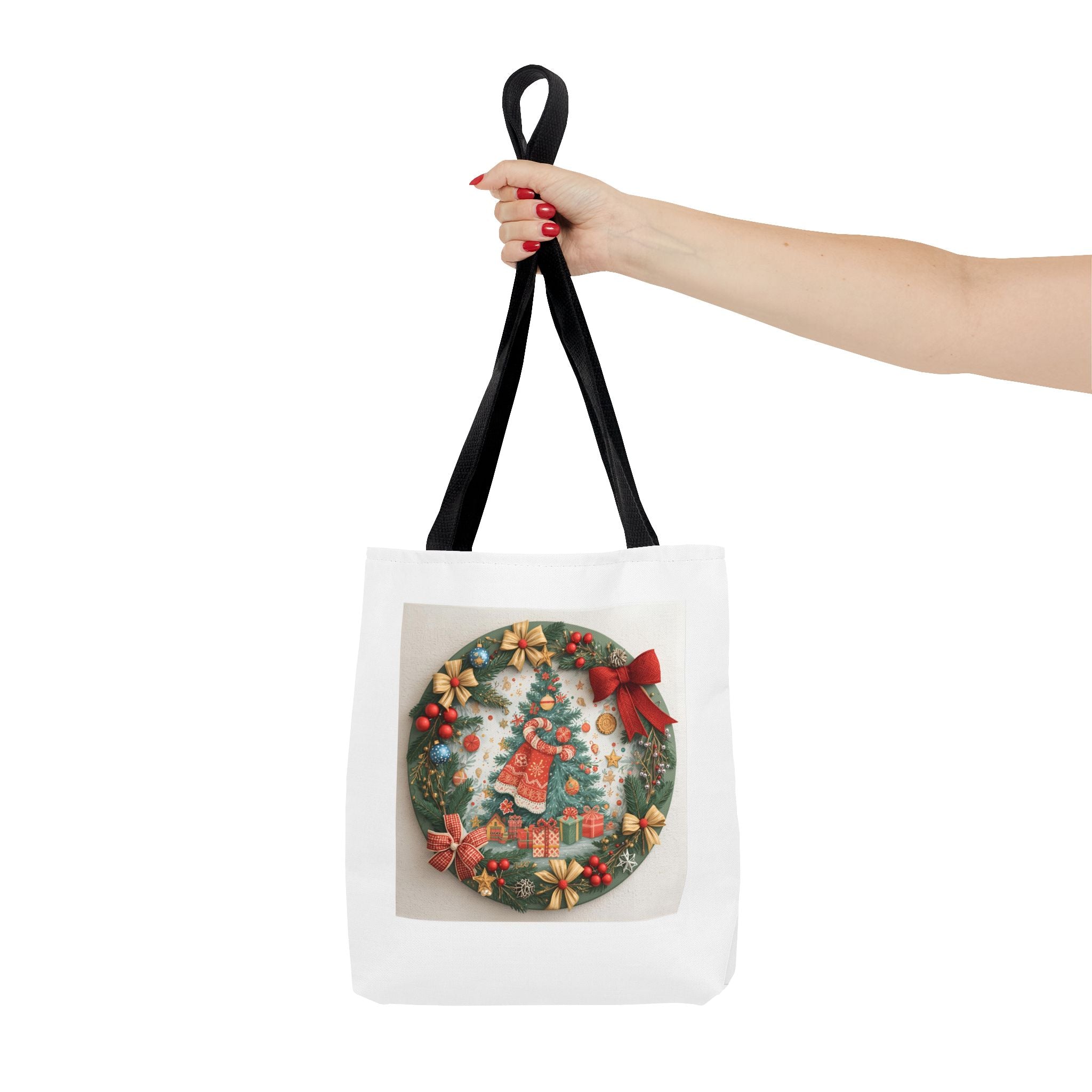 Christmas Tote Bag, Festive Holiday Bag, AOP Design, Gift Bag for Her, Reusable Shopping Tote