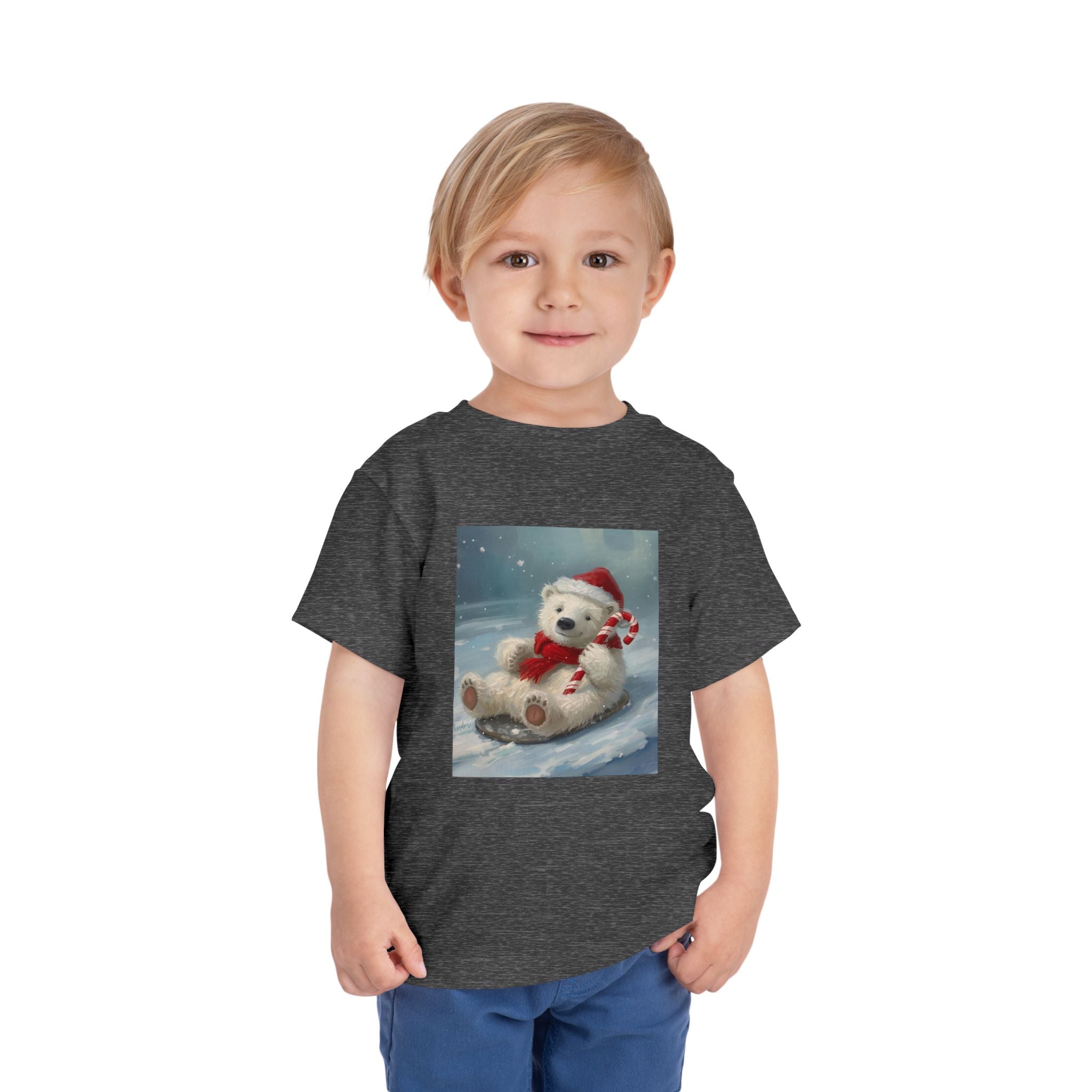 Cute Christmas Bear Toddler Short Sleeve Tee