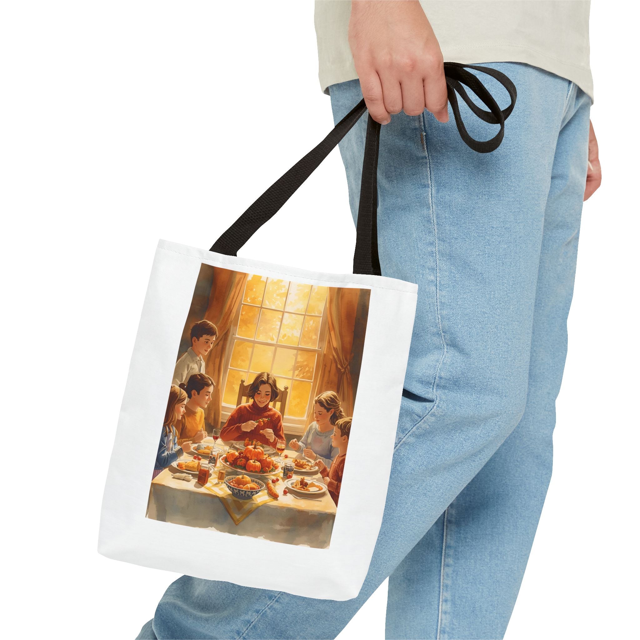 Artistic Family Dinner Tote Bag | Unique AOP Design for Gatherings, Picnics, Gifts, Home Decor, Everyday Use