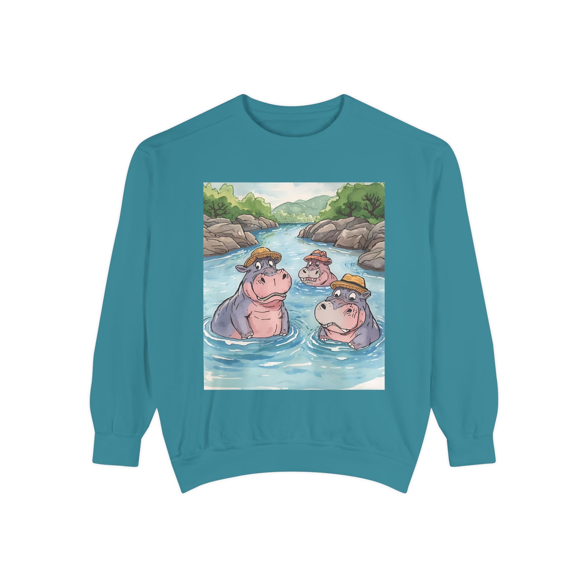 Hippo Cute Unisex Garment-Dyed Sweatshirt
