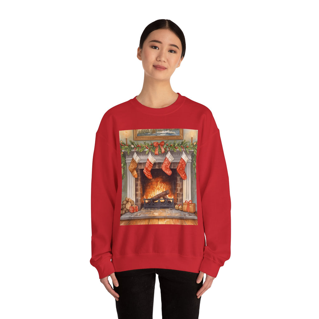 Christmas Stocking Fireplace Unisex Heavy Blend™ Crewneck Sweatshirt