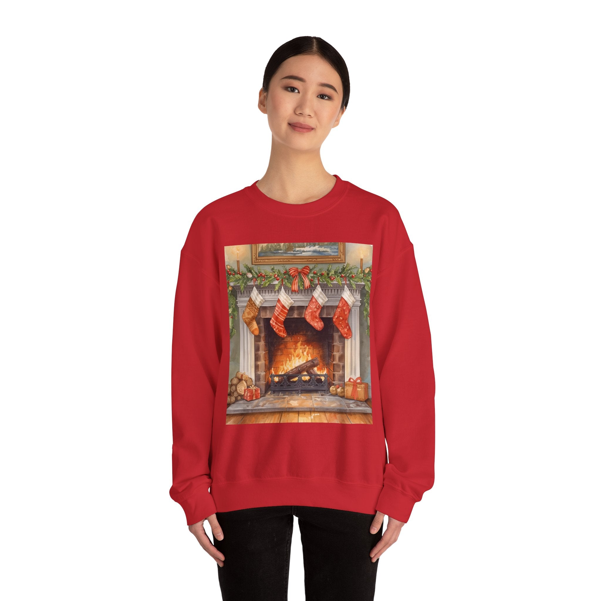 Christmas Stocking Fireplace Unisex Heavy Blend™ Crewneck Sweatshirt