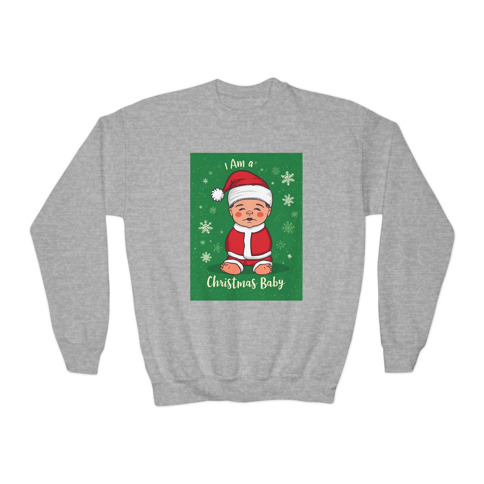 I Am A Christmas Baby Youth Crewneck Sweatshirt