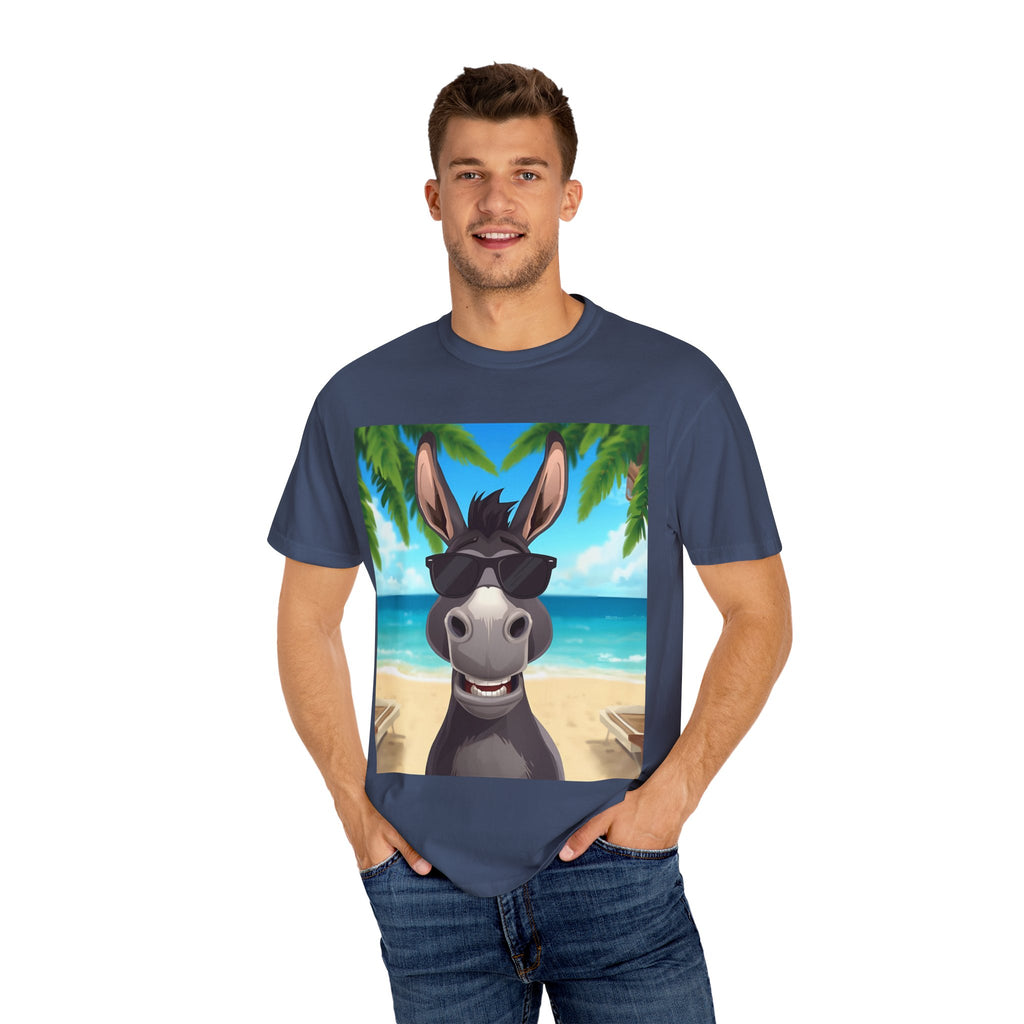 Chill Donkey Sunset T-Shirt, Unisex Summer Tee, Casual Beachwear, Gift for Animal Lovers, Fun Vacation Shirt