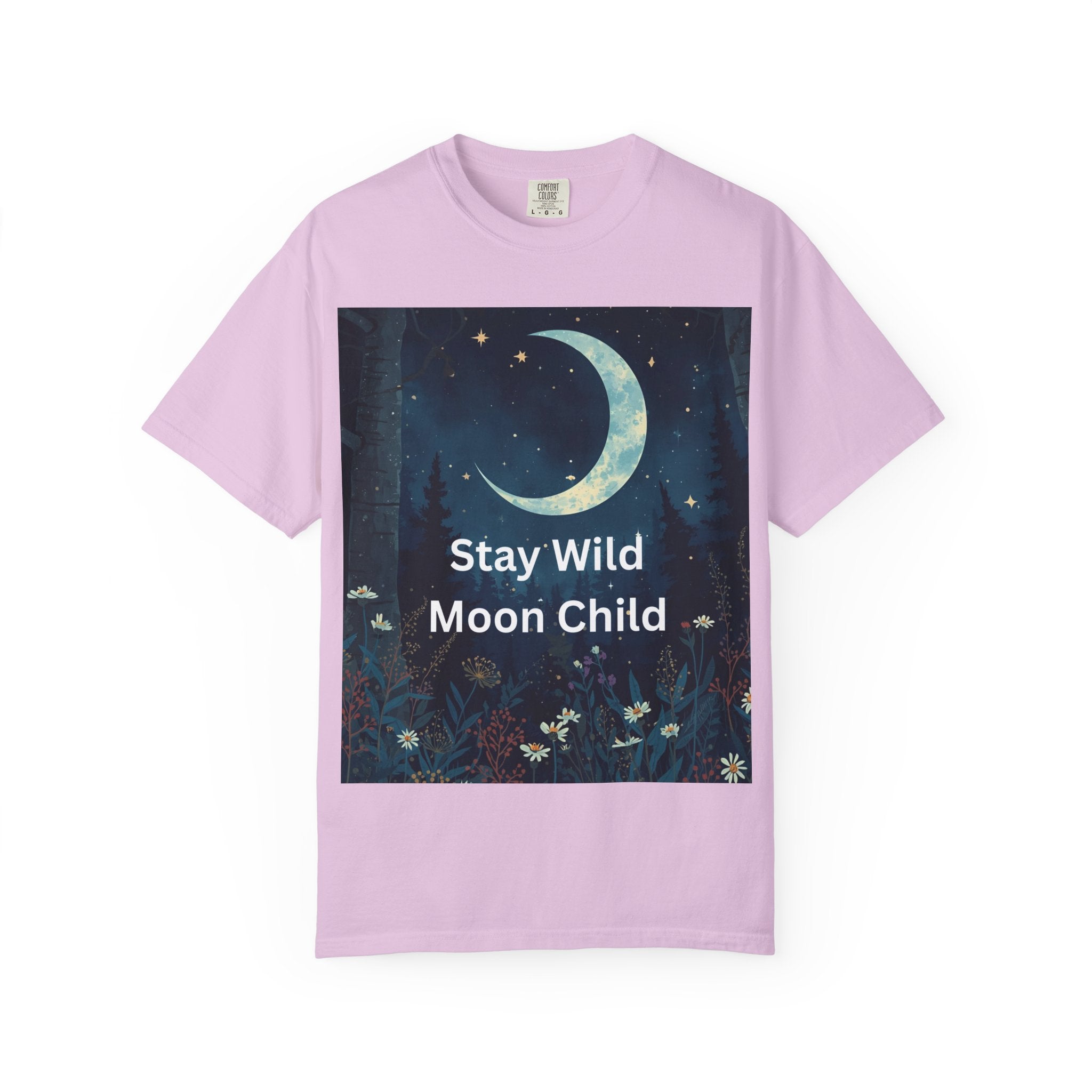 Stay Wild Moon Child Garment-Dyed T-Shirt | Unisex Graphic Tee for Nature Lovers, Boho Style, Gift for Friends, Eco-Friendly Fashion