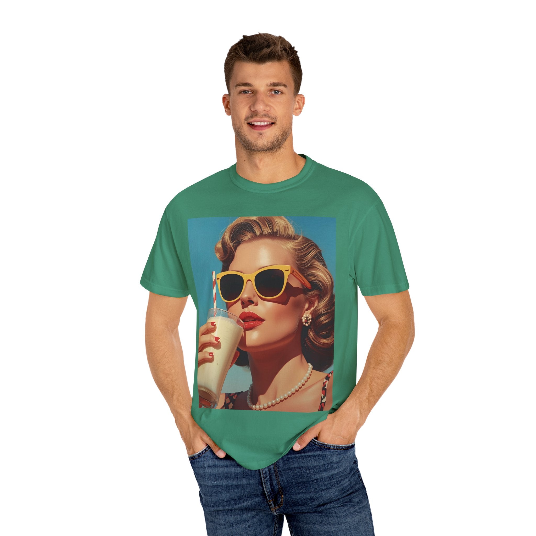 Retro Pop Art Summer Vibe T-shirt | Unisex Garment-Dyed Tee, Vintage Style Shirt, Trendy Summer Wear, Perfect Gift for Her, Casual Everyday Top