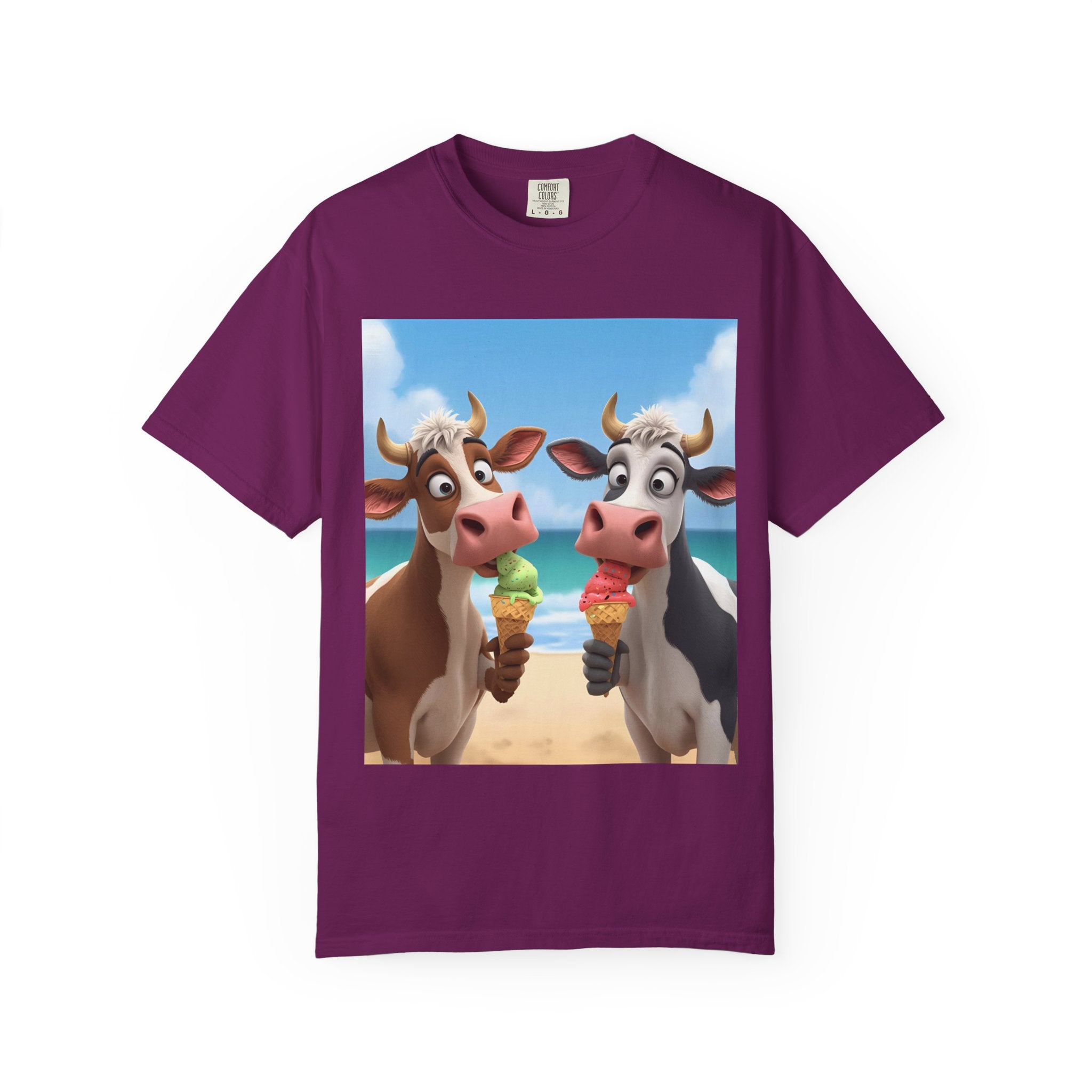 Beachy Cow Unisex Garment-Dyed T-shirt