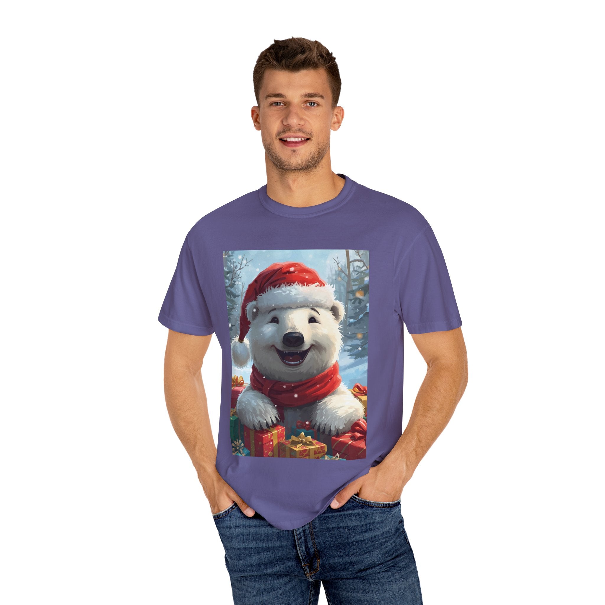 Christmas Polar Bear T-Shirt, Holiday Tee, Winter Apparel, Gift For Animal Lovers, Festive Casual Wear