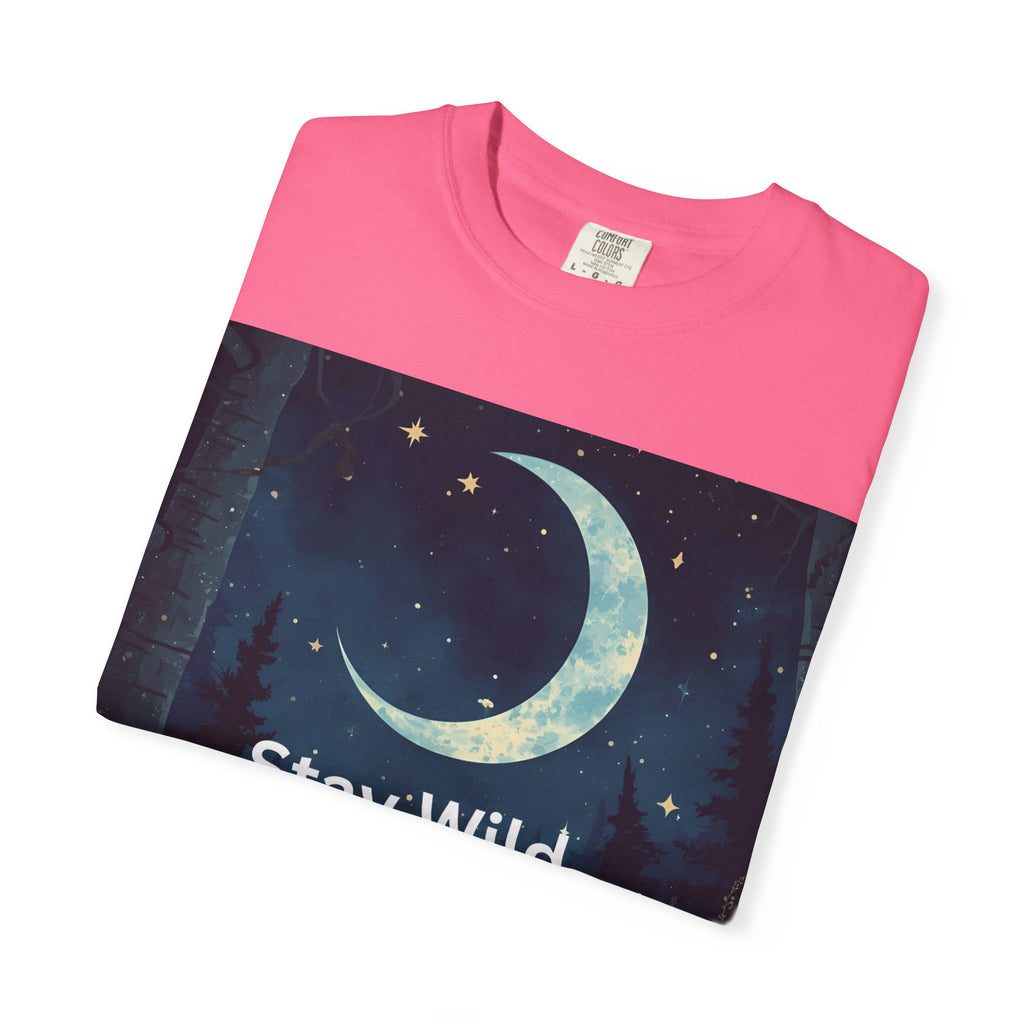 Stay Wild Moon Child Garment-Dyed T-Shirt | Unisex Graphic Tee for Nature Lovers, Boho Style, Gift for Friends, Eco-Friendly Fashion