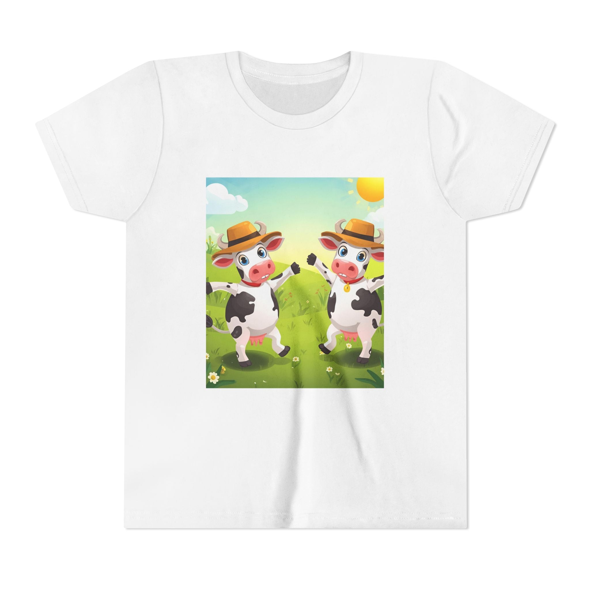 Cute Cow Fun Farm Youth Short Sleeve Tee