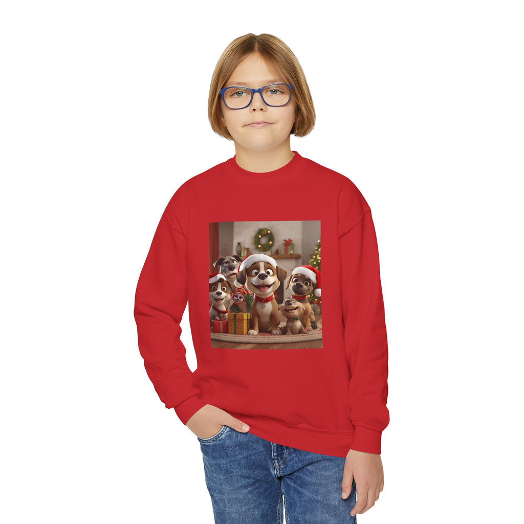 Cute Christmas Festive Dogs Youth Crewneck Sweatshirt