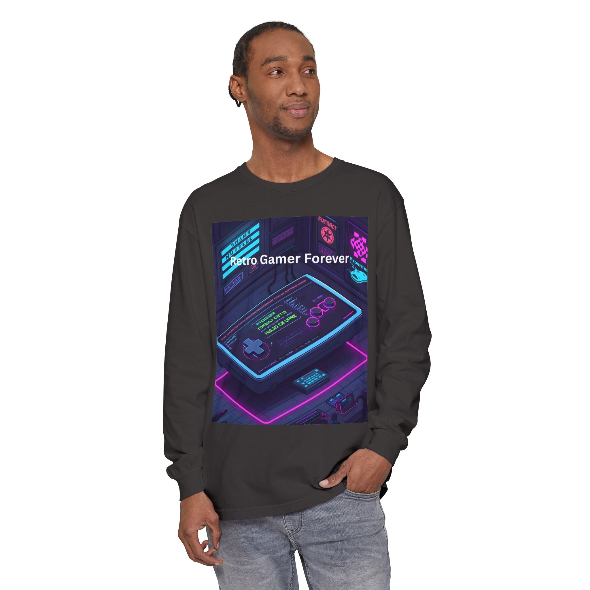 Retro Game Controller Unisex Garment-dyed Long Sleeve T-Shirt