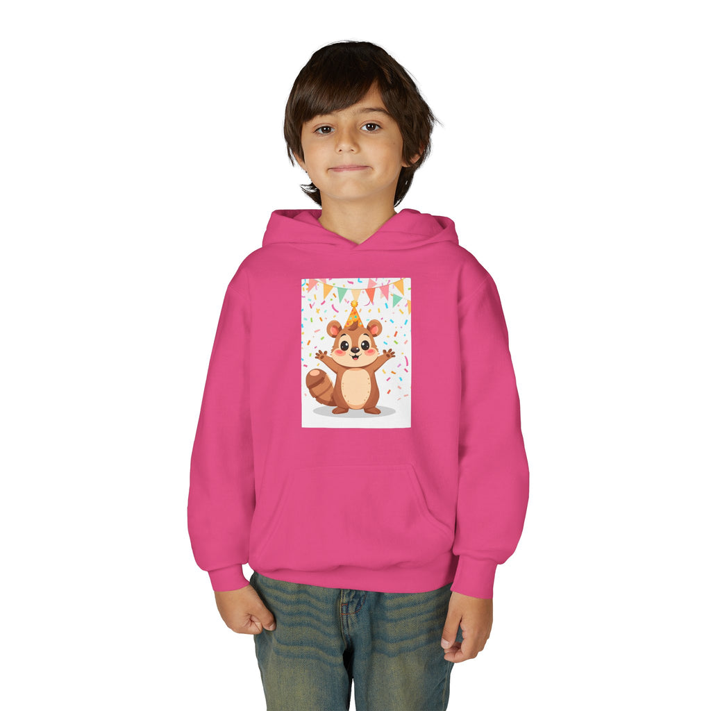 Party Animal With Squirl Youth Heavy Blend Hooded Sweatshirt