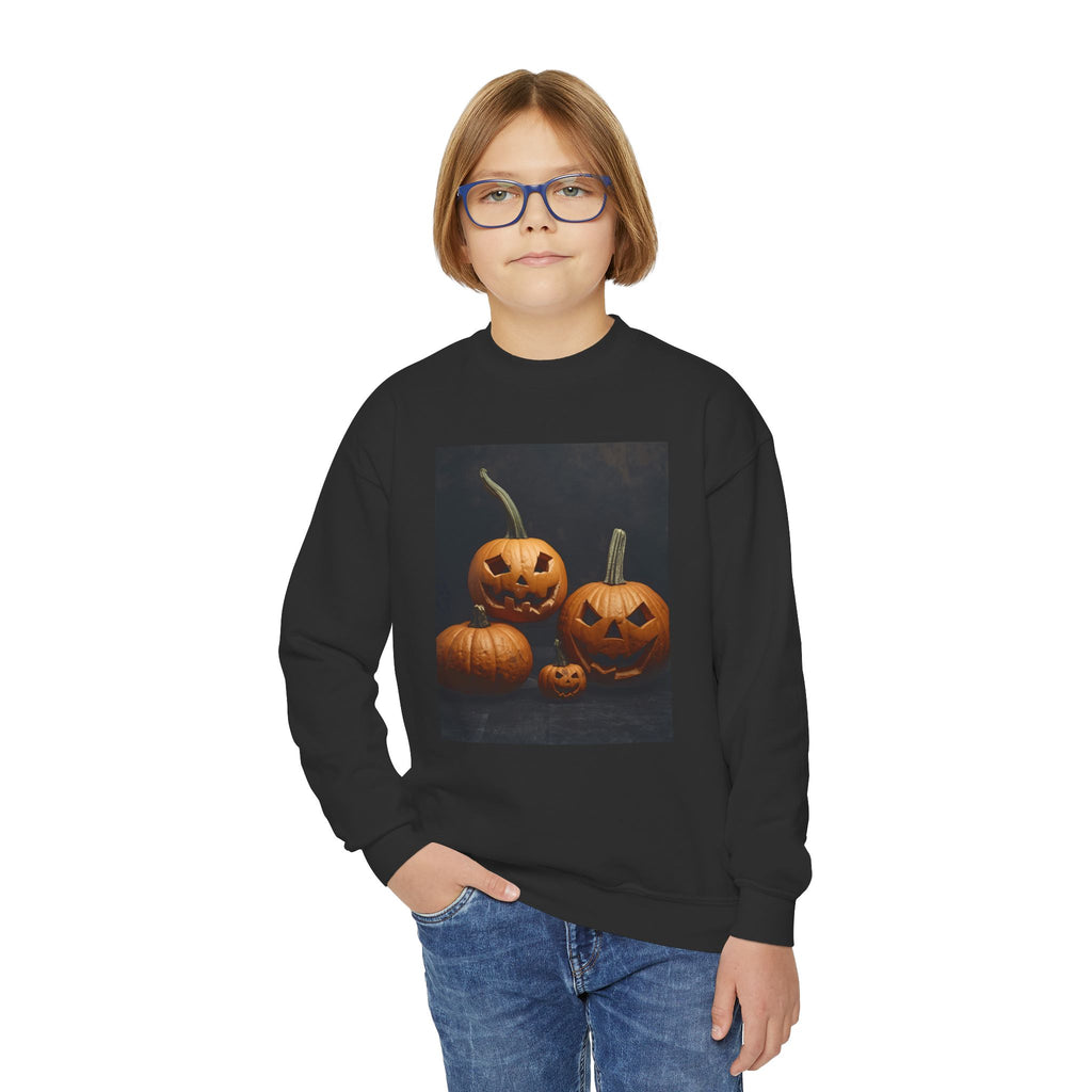 Spooky Halloween Pumpkin Youth Crewneck Sweatshirt