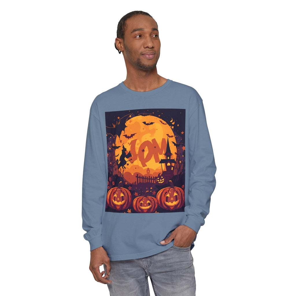 Halloween Pumpkin Long Sleeve T-Shirt, Unisex Spooky Shirt, Fall Apparel, Halloween Costume, Cozy Autumn Top, Halloween Party Wear