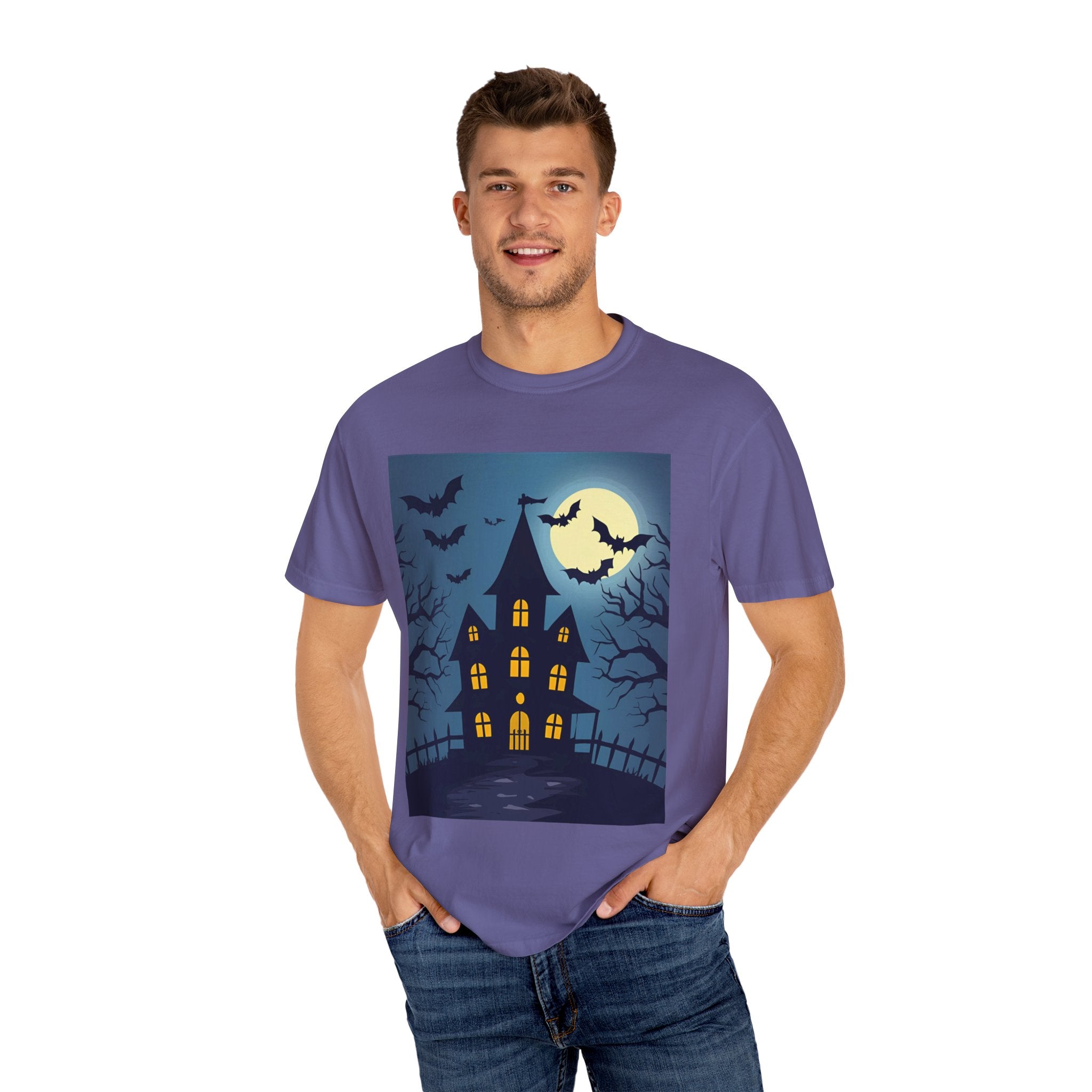 Haunted House Graphic T-Shirt | Halloween Tee, Unisex Shirt, Spooky Top, Fall Apparel, Gift for Halloween Lovers