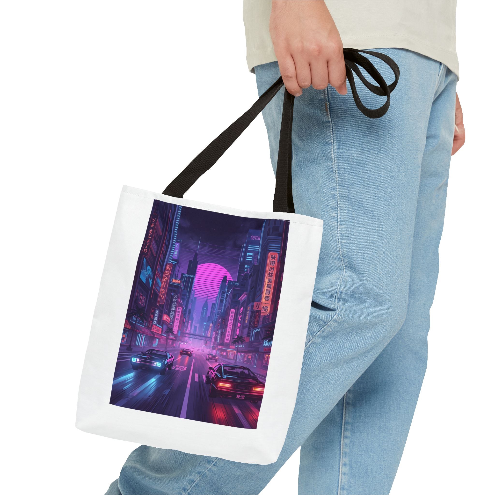 Futuristic Cityscape Tote Bag | AOP, Vintage Vibe, Travel Companion, Gift for Urban Explorers, Festival Accessory