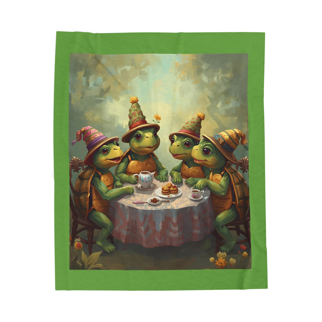 Cozy Turtle Tea Time Blanket, Plush Throw for Kids Room, Gift for Birthdays, Home Decor, Nursery, Family Gatherings