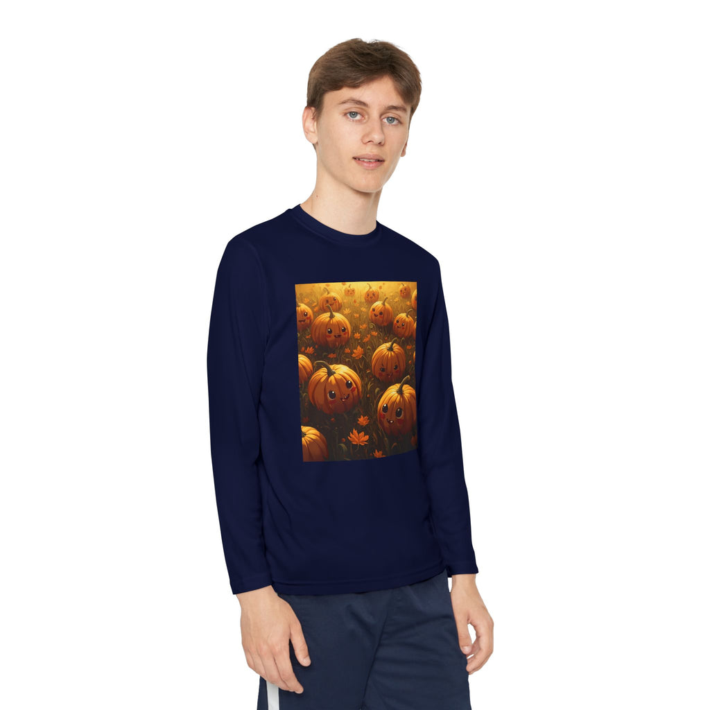 Happy Halloween Pumpkin Youth Long Sleeve Competitor Tee
