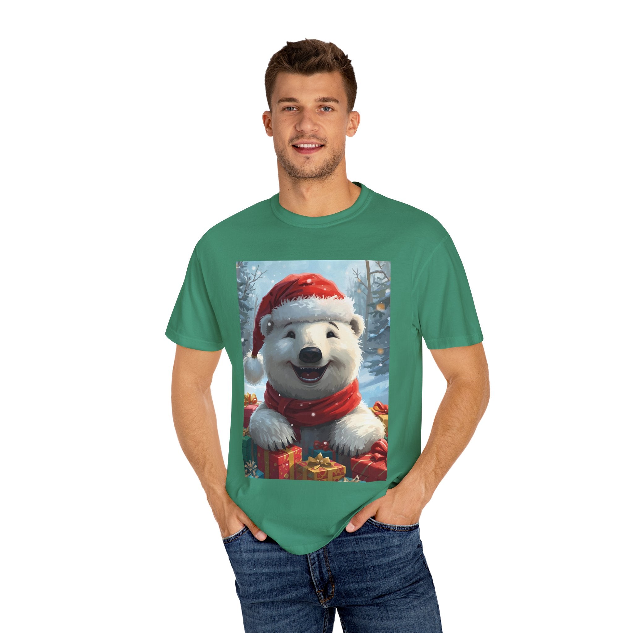 Christmas Polar Bear T-shirt, Holiday Tee, Unisex Gift Shirt, Winter Apparel, Cute Animal T-shirt
