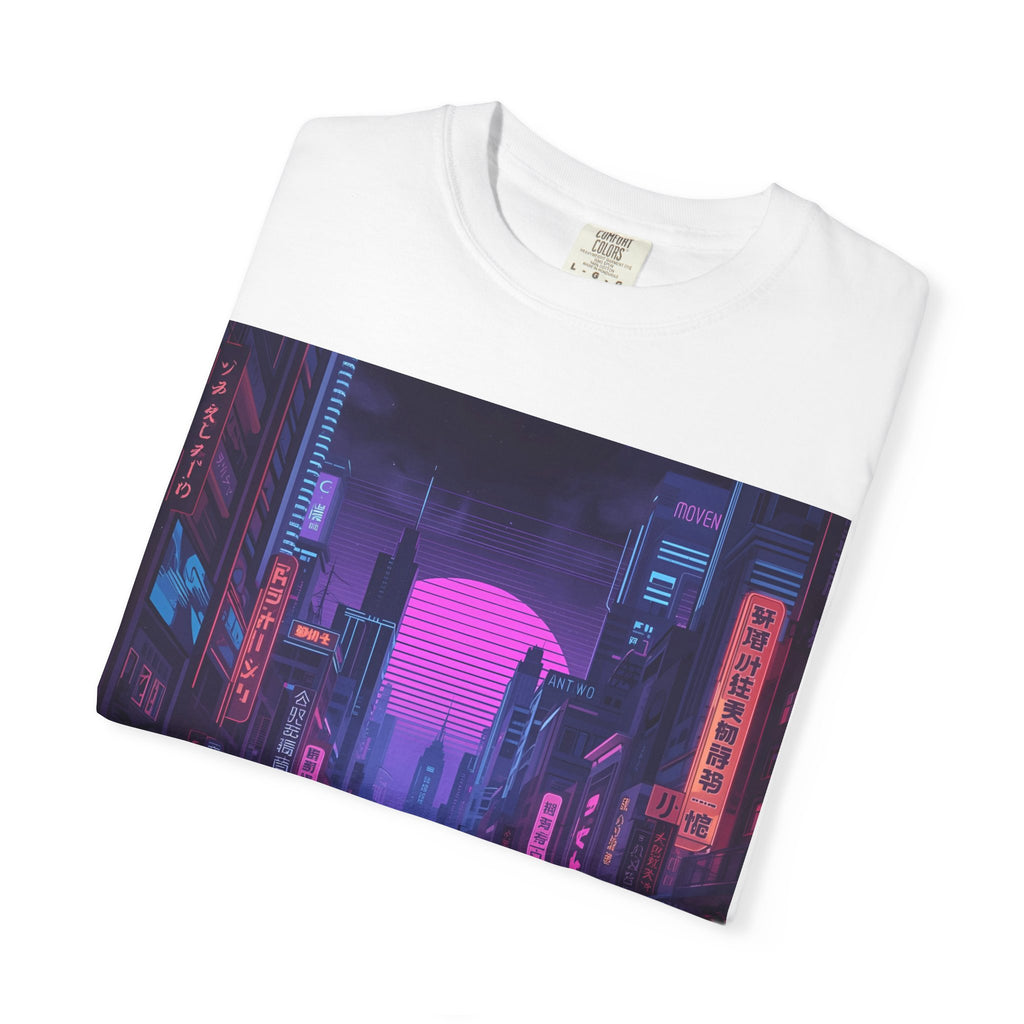 Futuristic Neon Cityscape T-Shirt, Retro Graphic Tee, Unisex Streetwear, Urban Vibe Shirt, Gift for Gamers, Summer Outfit