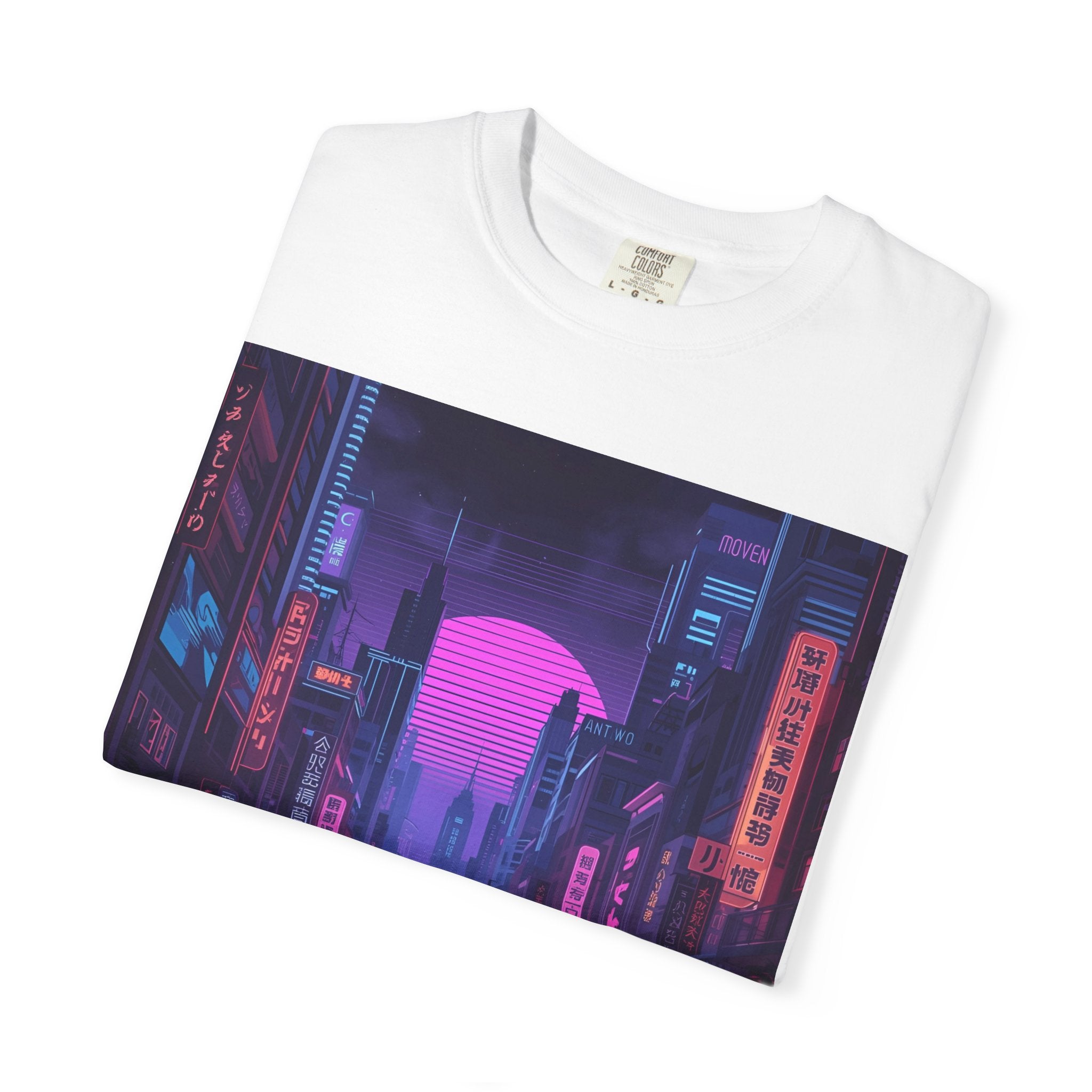 Futuristic Neon Cityscape T-Shirt, Retro Graphic Tee, Unisex Streetwear, Urban Vibe Shirt, Gift for Gamers, Summer Outfit