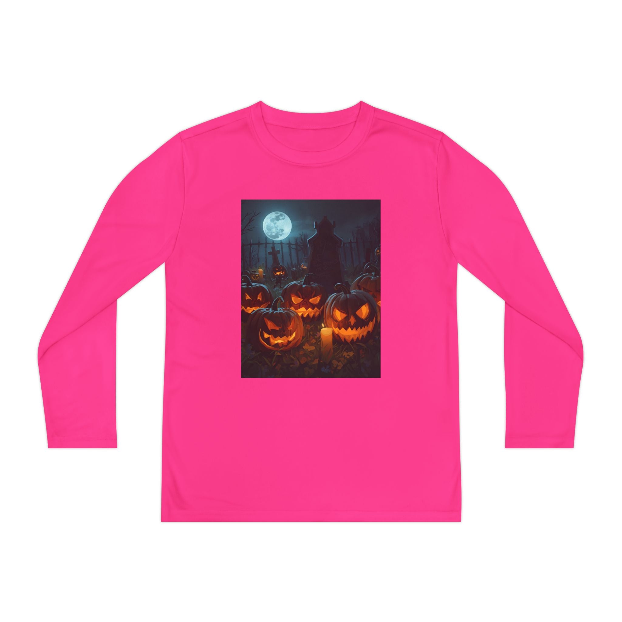 Spooky Halloween Pumpkin Youth Long Sleeve Competitor Tee