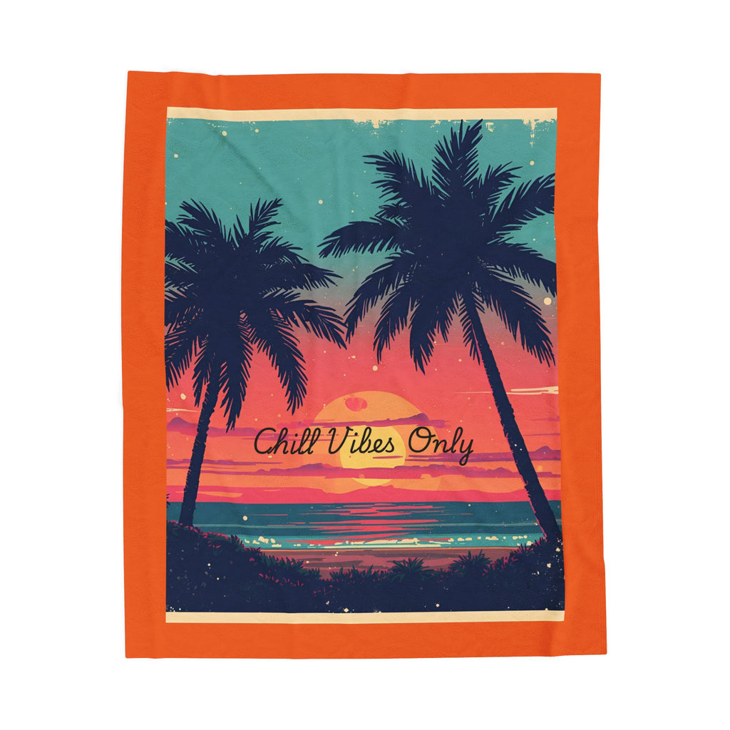 Tropical Chill Vibes Velveteen Plush Blanket