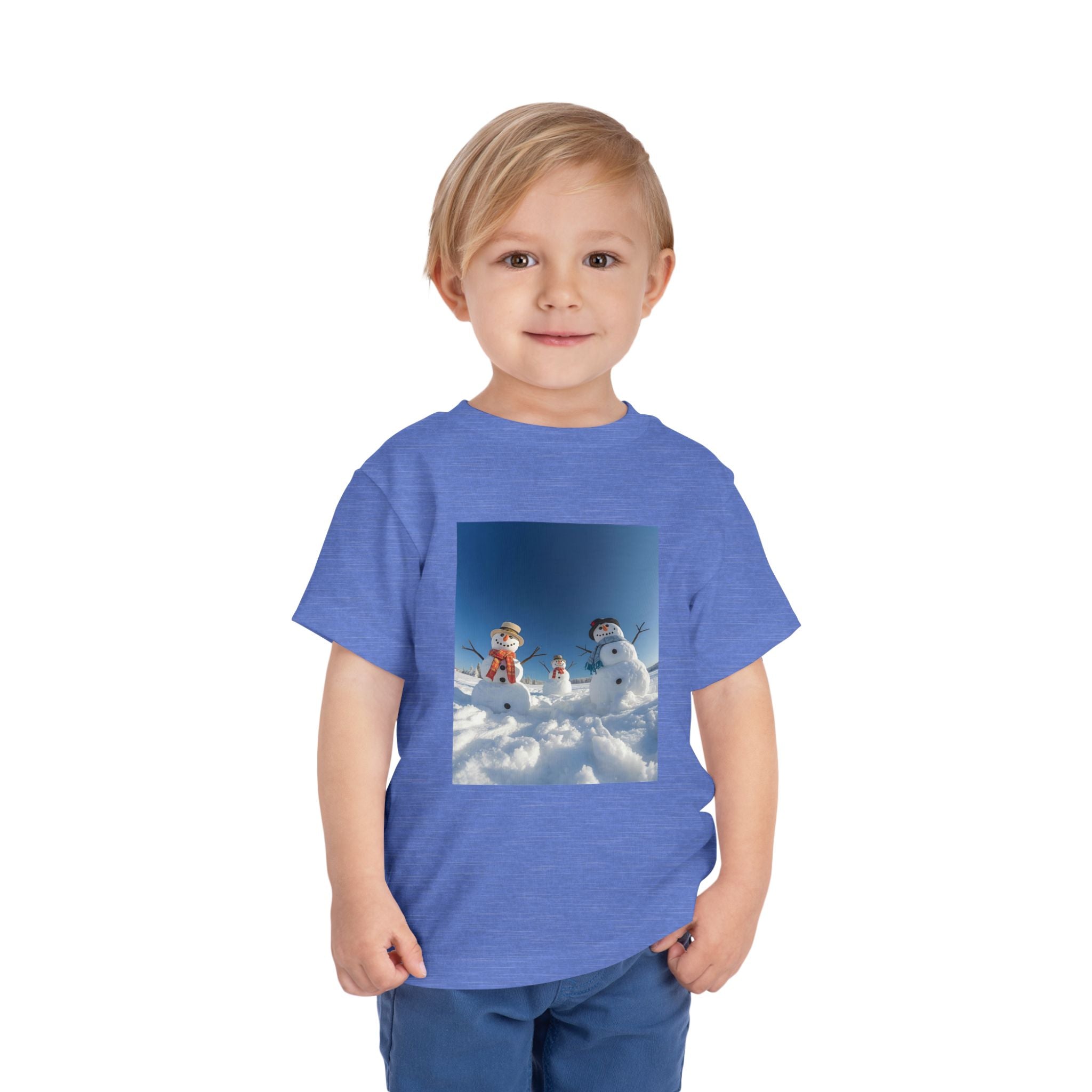 Festive Christmas Snowman Family Toddler Short Sleeve Tee