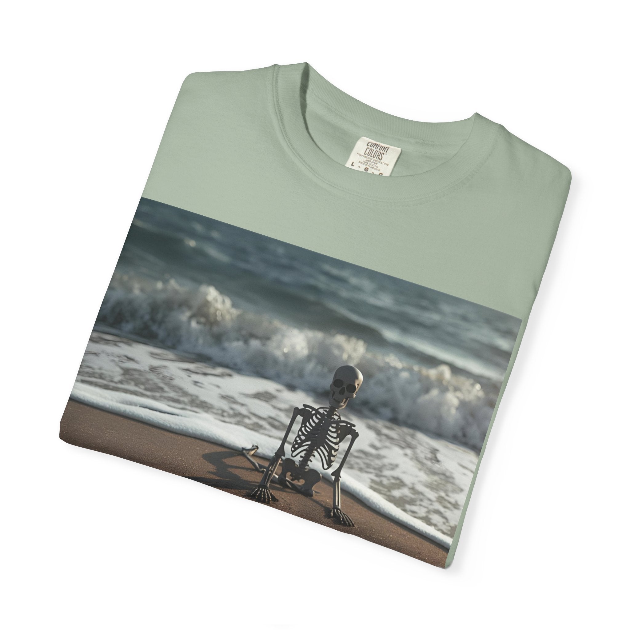 Halloween Beach Skeleton Vibes Unisex T-Shirt, Spooky Summer Tee, Fun Halloween Shirt, Beachwear, Casual Halloween Outfit