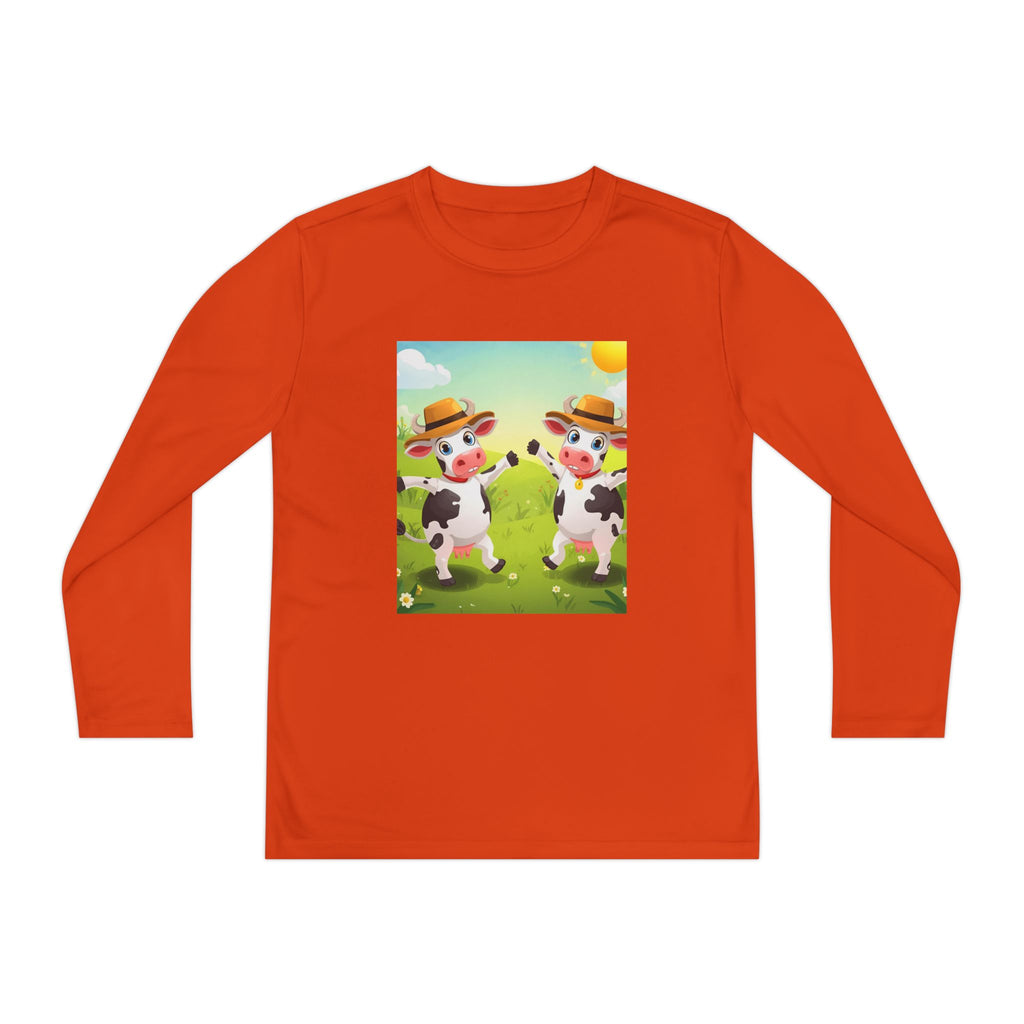 Cute Cows Farm Fun Youth Long Sleeve Competitor Tee