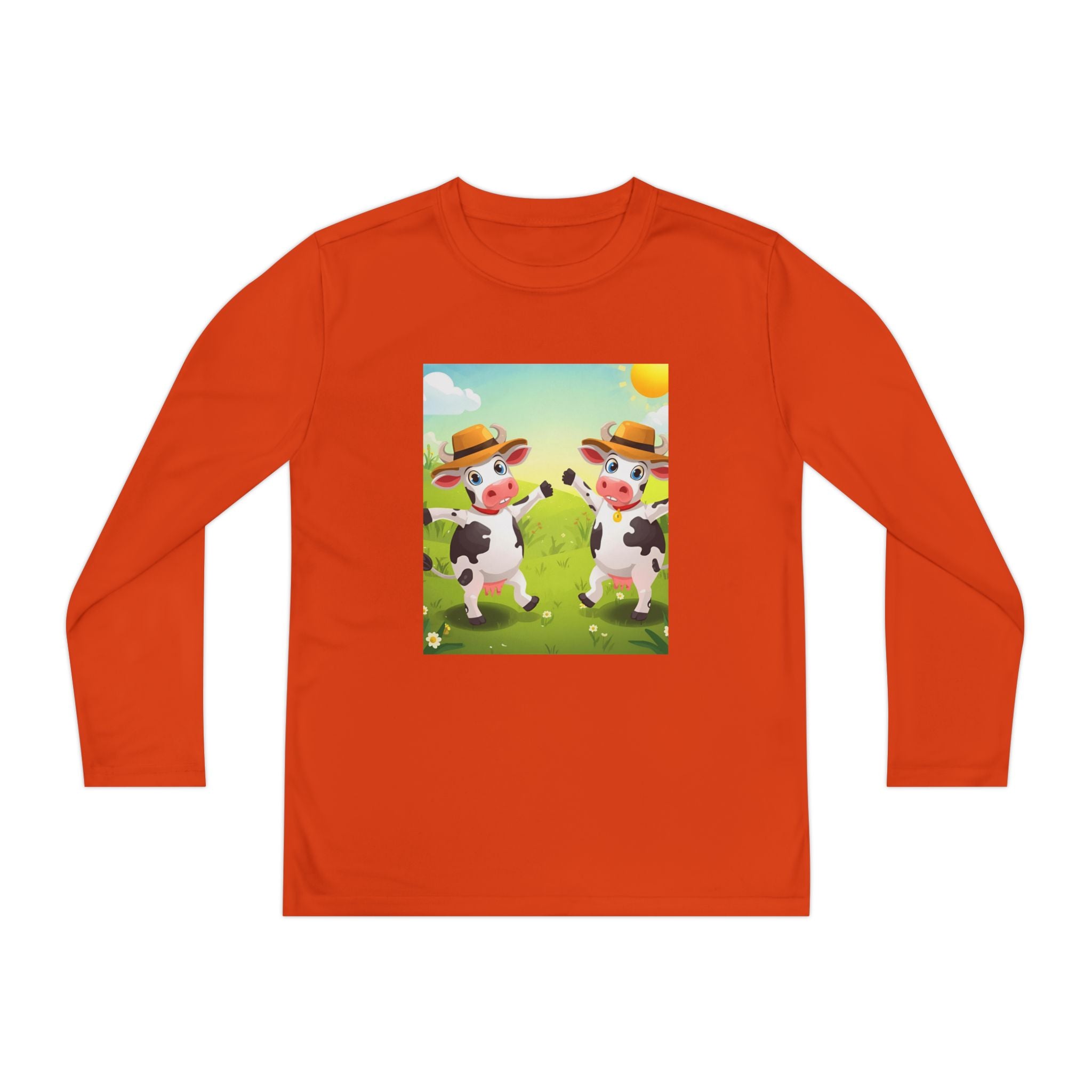 Cute Cows Farm Fun Youth Long Sleeve Competitor Tee