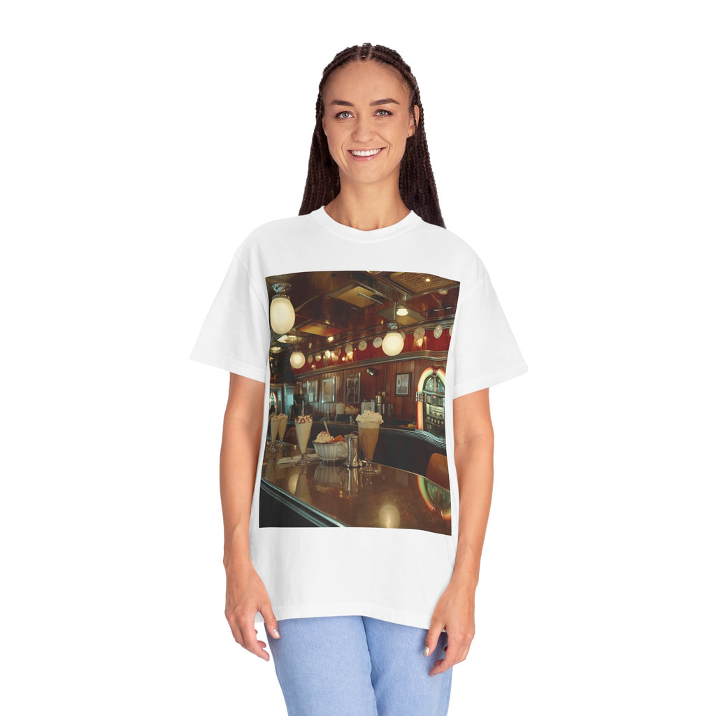 Cozy Cafe Vibe T-Shirt | Unisex Garment-Dyed Tee for Casual Outings, Vintage Style, Ice Cream Lovers, Retro Aesthetic, Everyday Wear