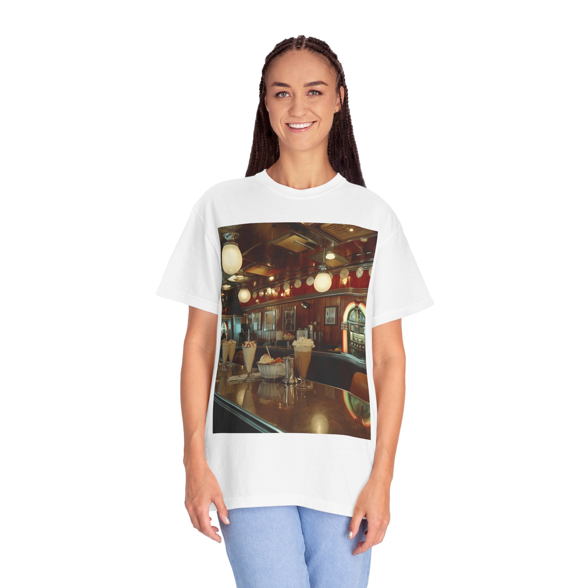 Cozy Cafe Vibe T-Shirt | Unisex Garment-Dyed Tee for Casual Outings, Vintage Style, Ice Cream Lovers, Retro Aesthetic, Everyday Wear