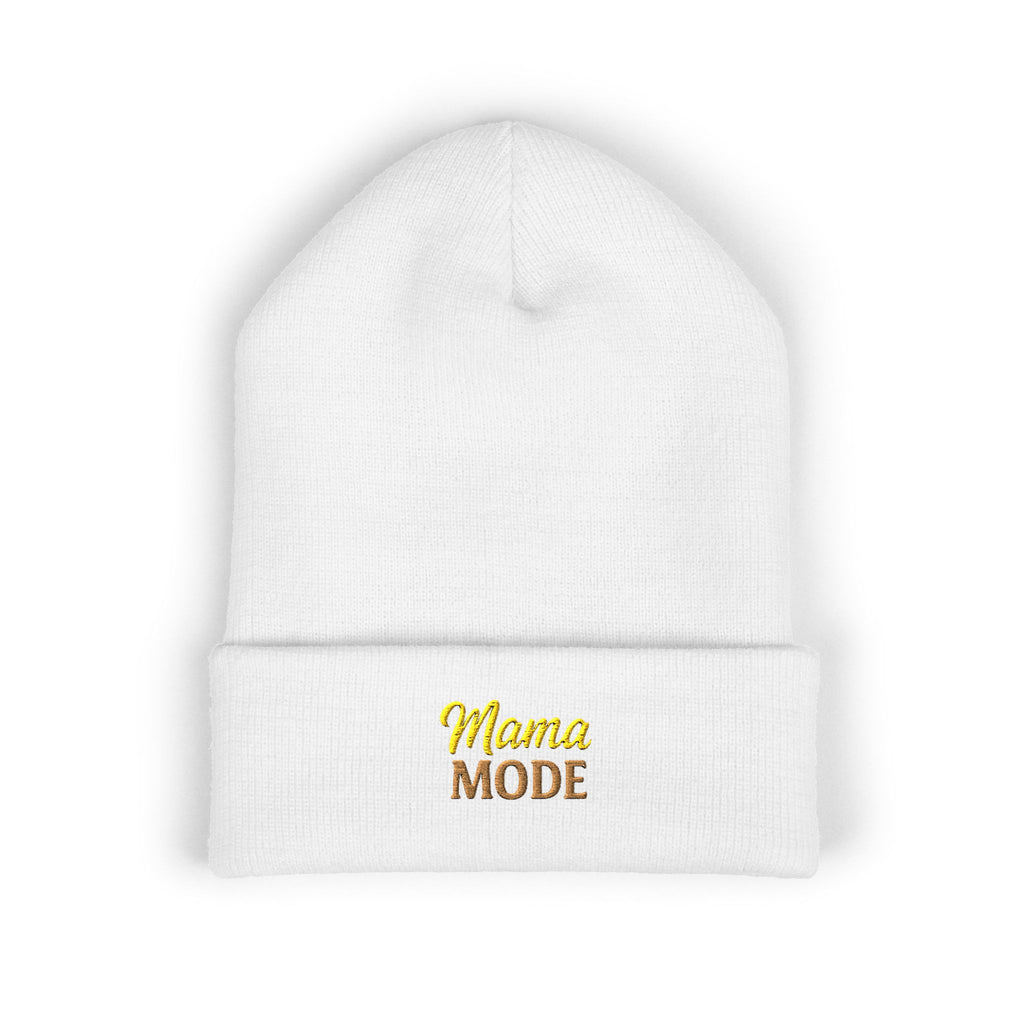 Mama Mode Embroidered Cuffed Beanie — Cozy Mom Hat, New Mom Gift