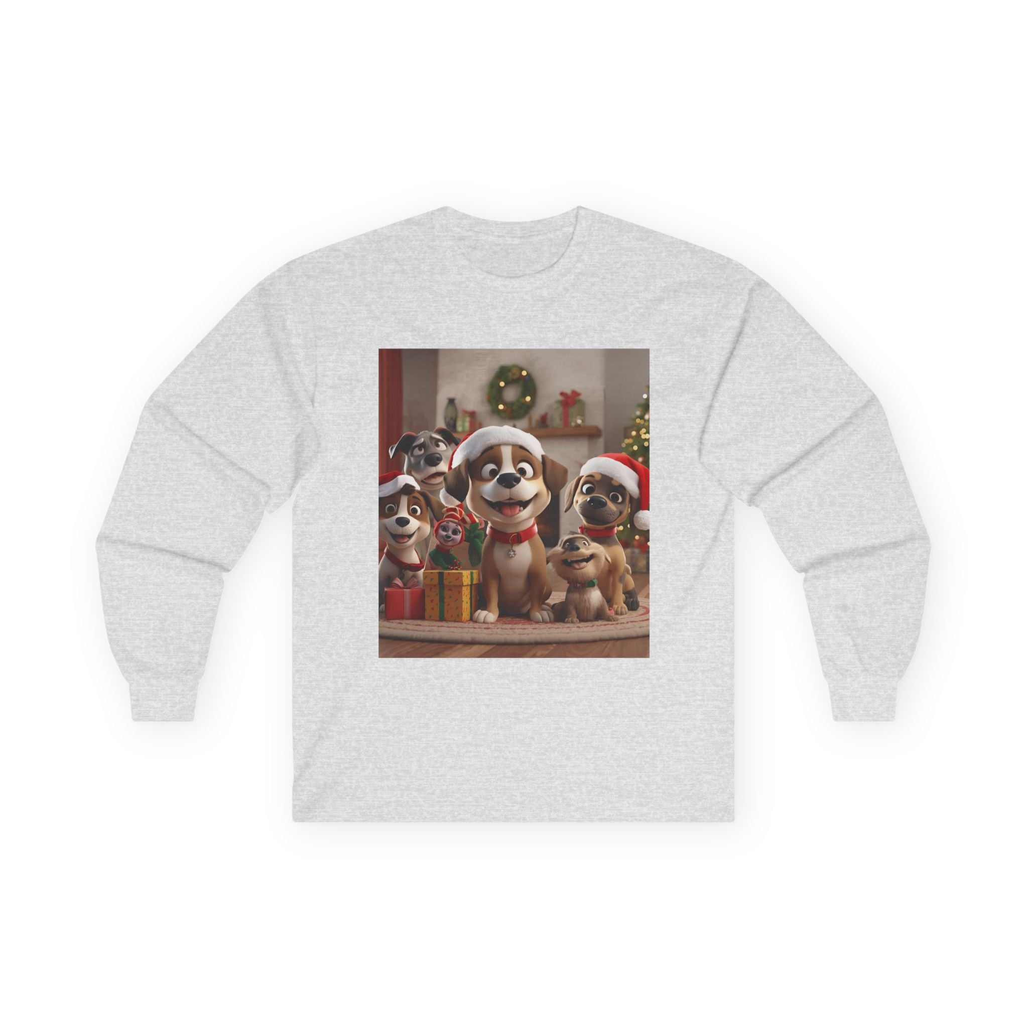 Cute Dog Christmas Long Sleeve Tee, Holiday Gift for Dog Lovers, Cozy Pet Apparel, Winter Wear, Fun Xmas T-shirt