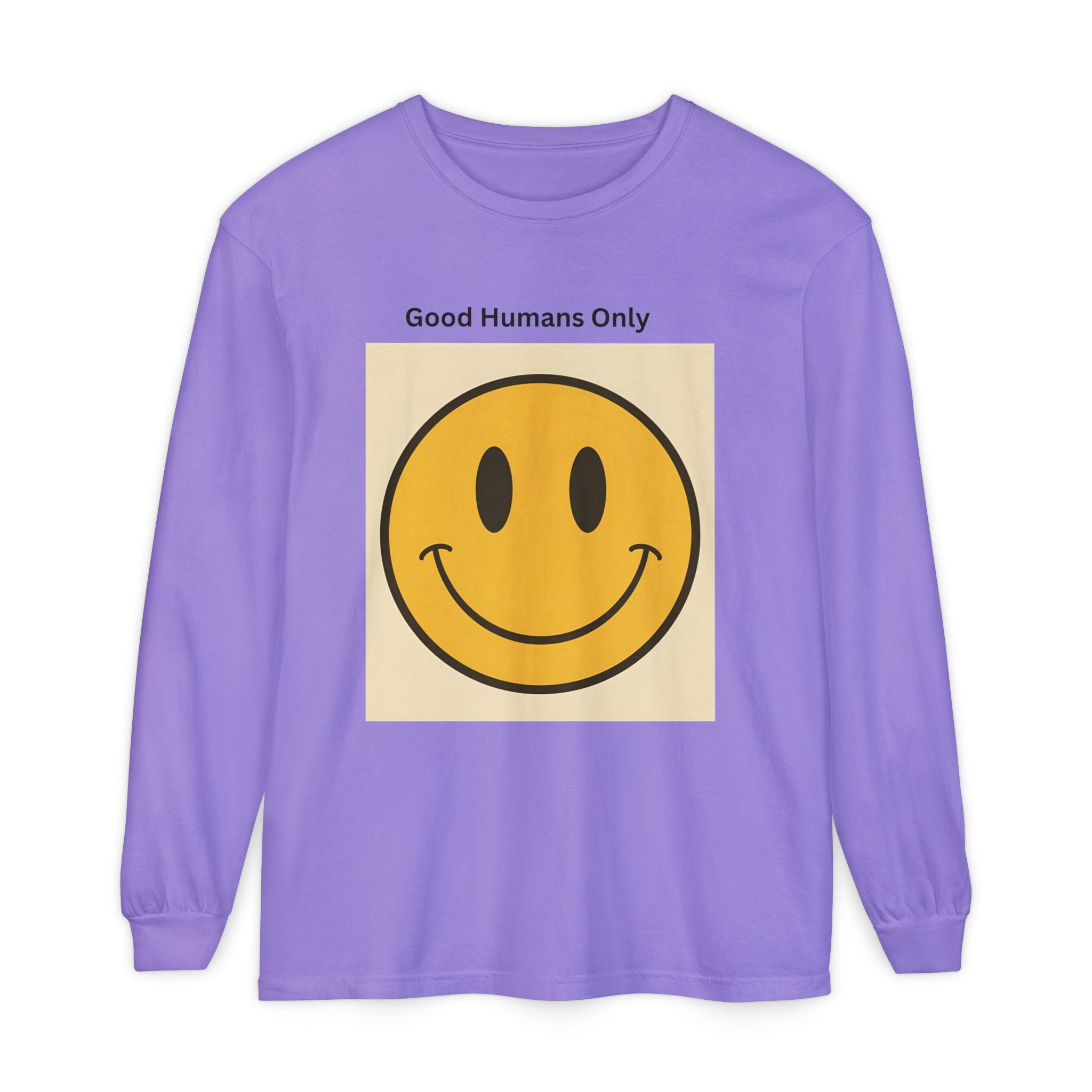 Smiley Face Unisex Garment-dyed Long Sleeve T-Shirt
