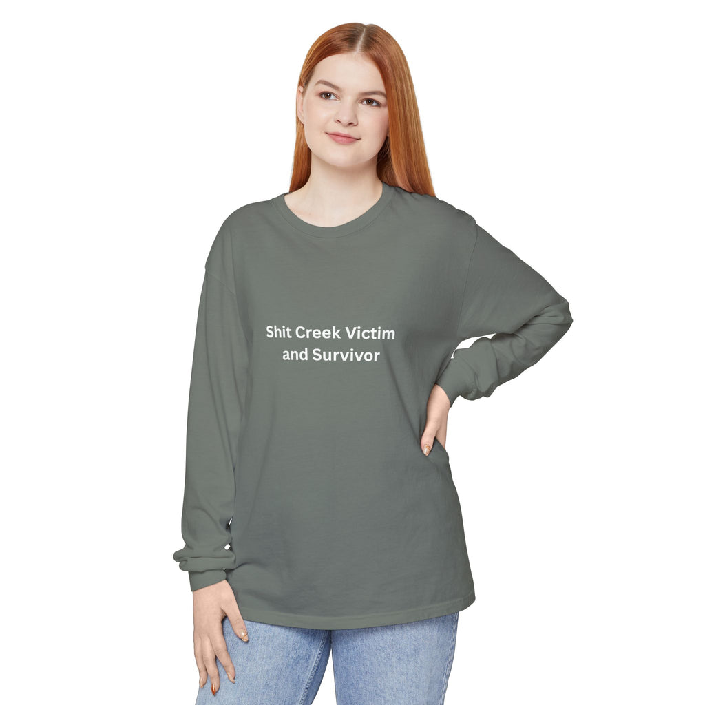 Shit Creek Survivor Long Sleeve T-Shirt, Funny Gift, Casual Wear, Humor Shirt, Birthday Gift, Unisex Apparel
