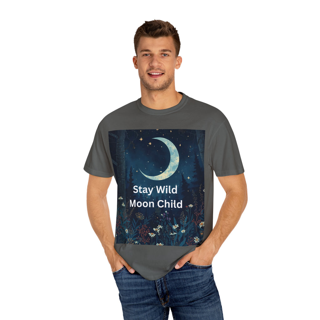 Unisex Stay Wild Moon Child T-Shirt, Stay Wild Graphic Tee, Boho Style Shirt, Gift for Nature Lovers, Vintage Vibe Apparel