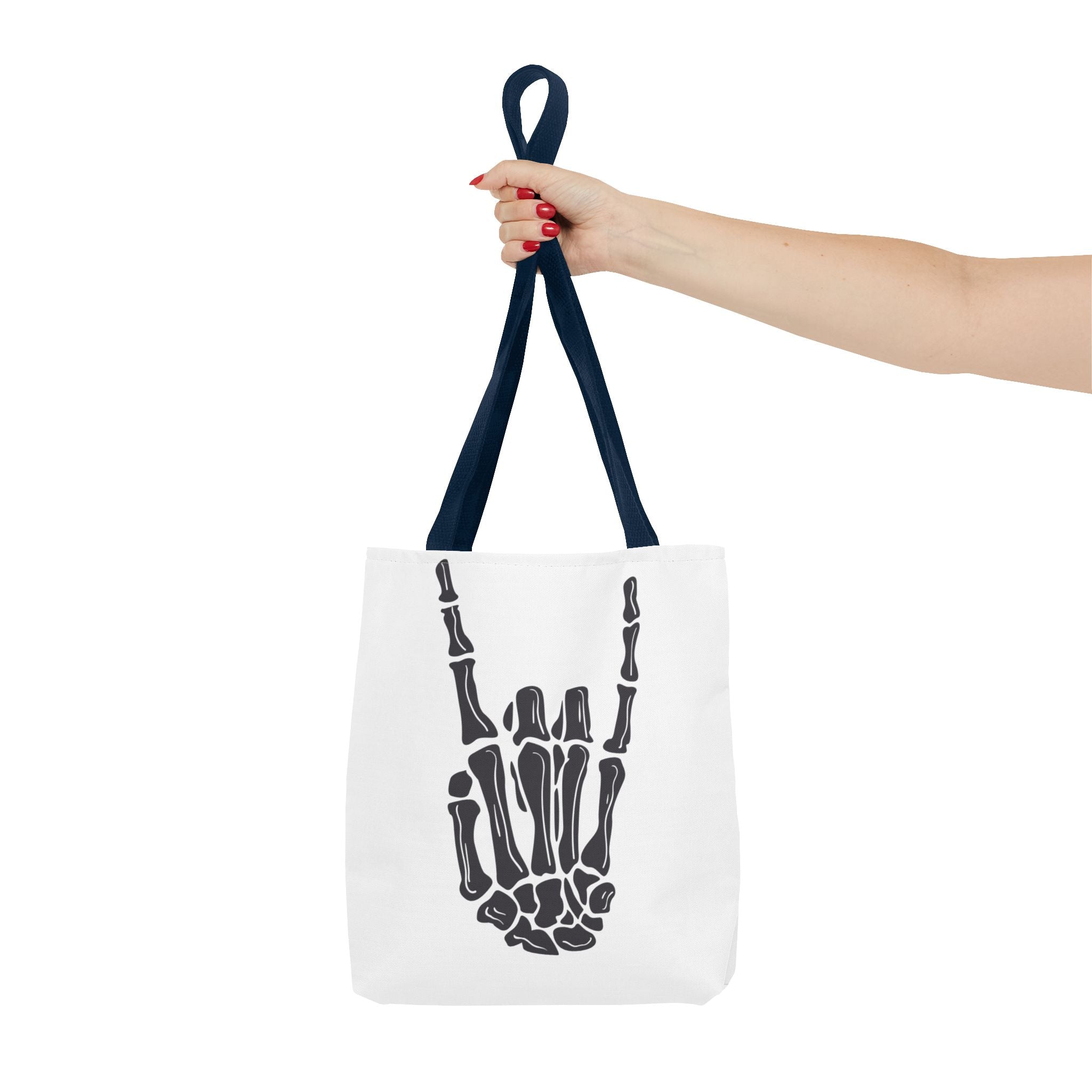 Rock On Skeleton Tote Bag, Goth Tote, Halloween Accessory, Cute Gift for Teens, Festival Bag, Band Merchandise