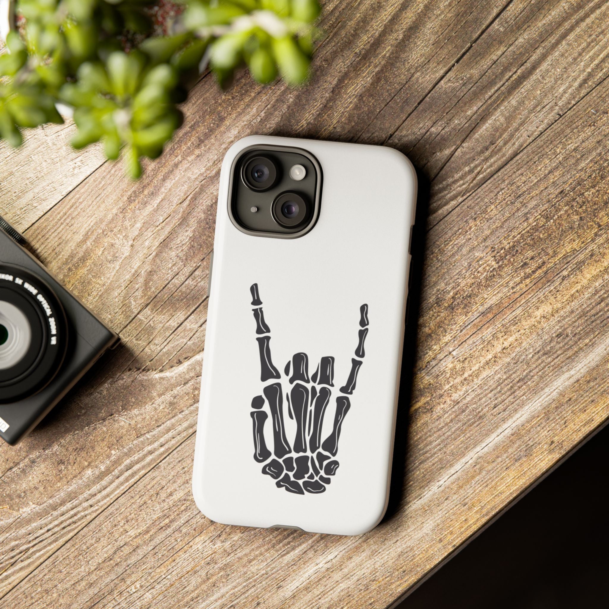 Rock On Skeleton Phone Case, Edgy Phone Cover, Tough Cases for Music Lovers, Halloween Accessories, Gifts for Him