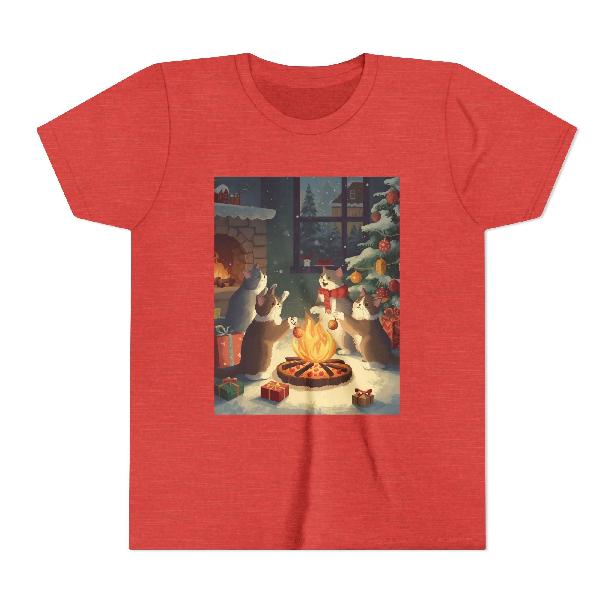 Cozy Christmas Youth Tee, Festive Graphic Short Sleeve Shirt, Holiday Charm for Kids, Cute Gift for Thanksgiving, Winter Gatherings
