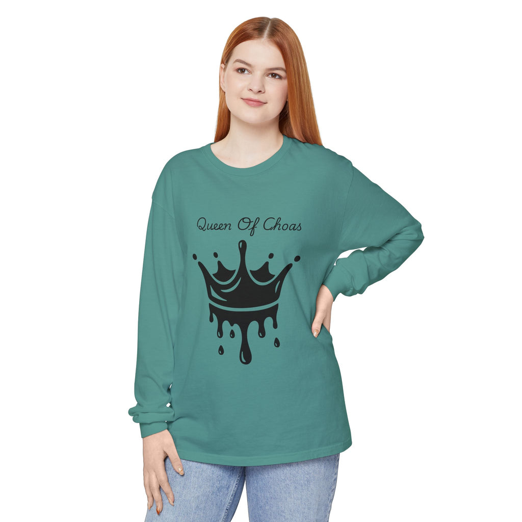 Queen of Chaos Long Sleeve T-Shirt - Stylish Unisex Apparel for Creative Souls, Casual Wear, Gift for Her, Birthday, Everyday Style