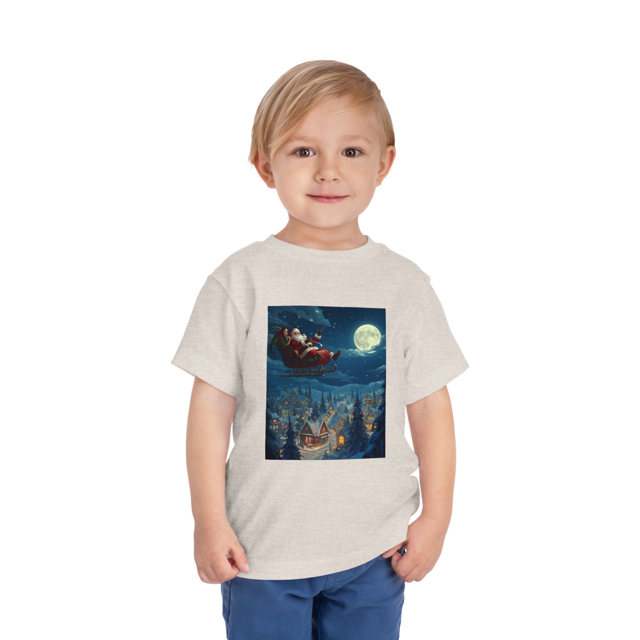 Christmas Santa Sleigh Toddler Short Sleeve Tee