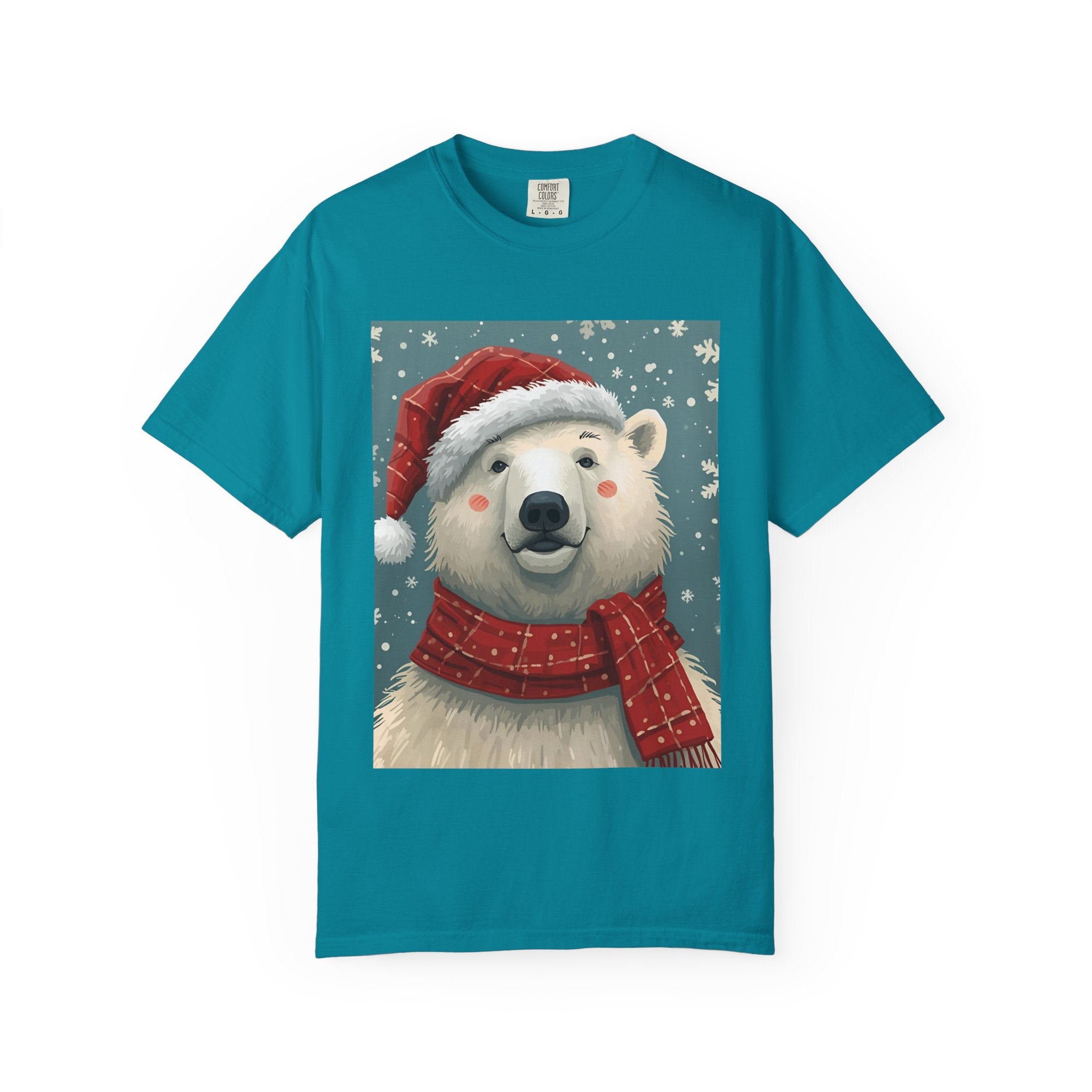 Festive Polar Bear T-Shirt, Christmas Tee, Winter Apparel, Holiday Shirt, Gift Idea, Unisex Graphic Tee