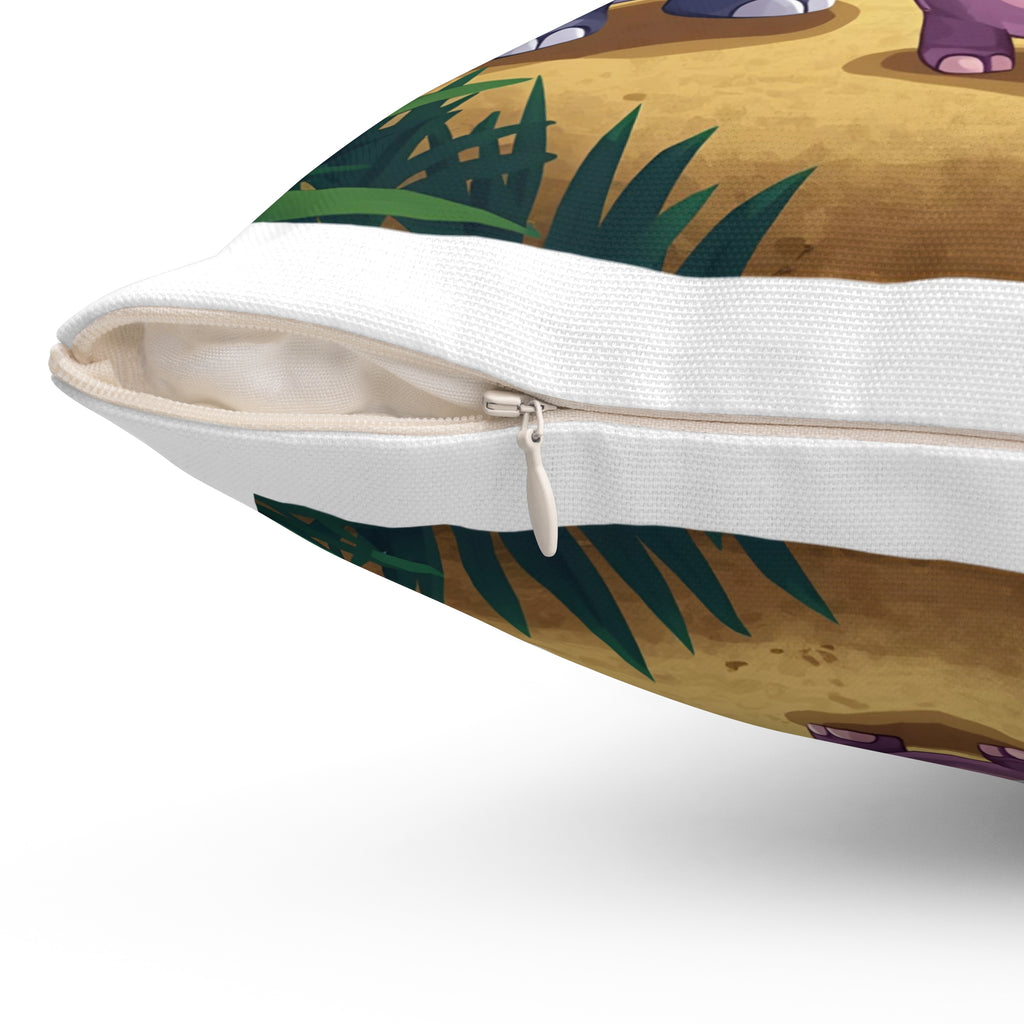 Hippo Spun Polyester Square Pillow