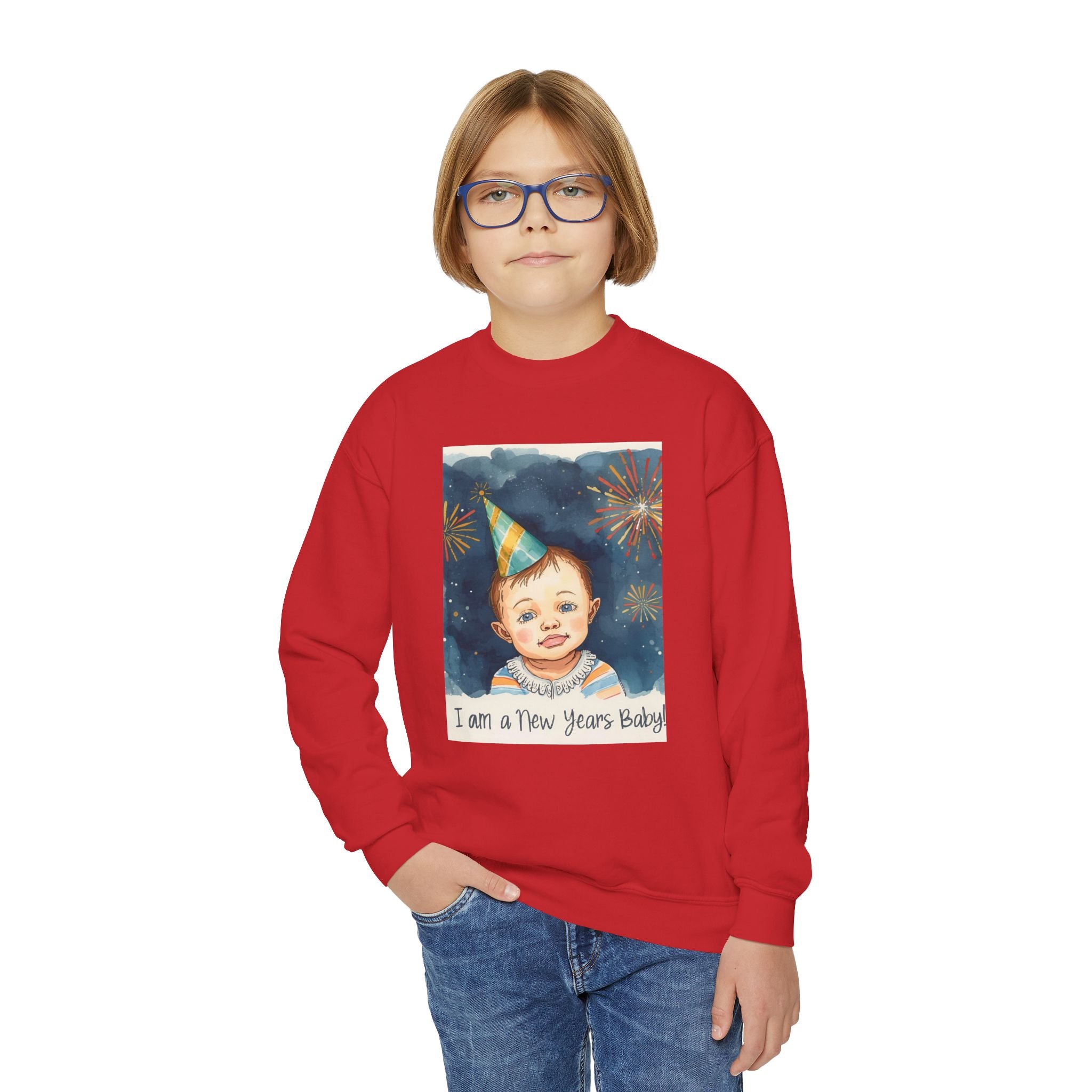 I Am A New Years Baby Youth Crewneck Sweatshirt